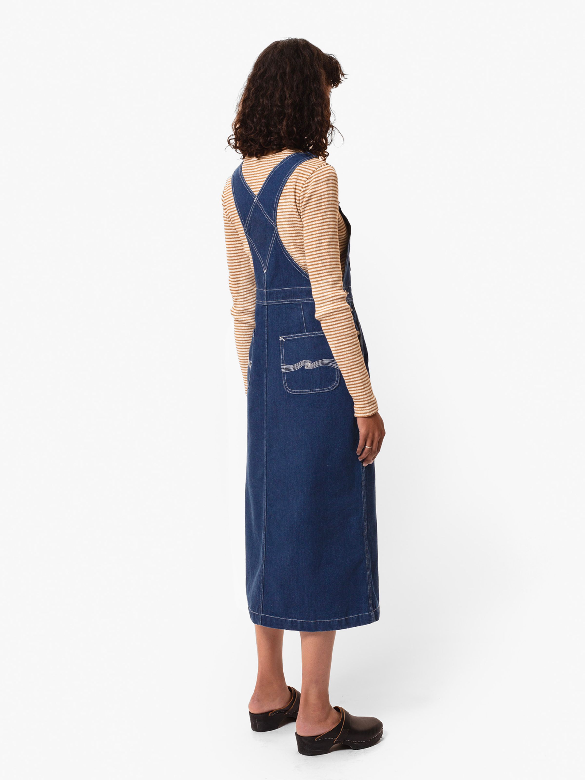 INGER UTILITY DENIM DUNGAREES DRESS - BLUE