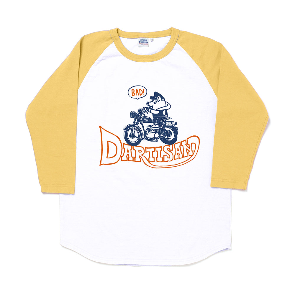 8206A RAGLAN 7/8 SLEEVE T-SHIRT - WHITE/YELLOW