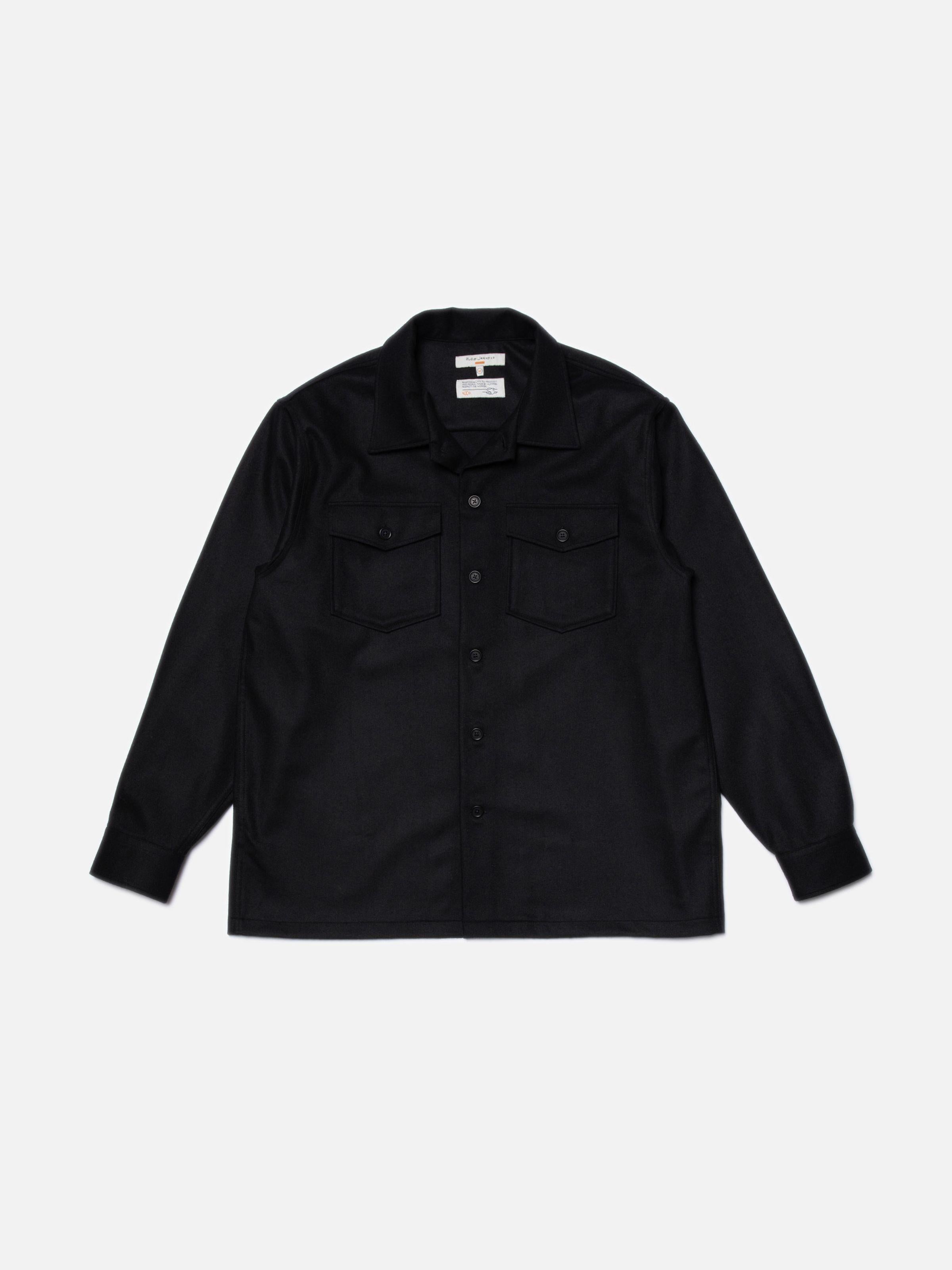 VINCENT SOLID BOARD SHIRT - BLACK