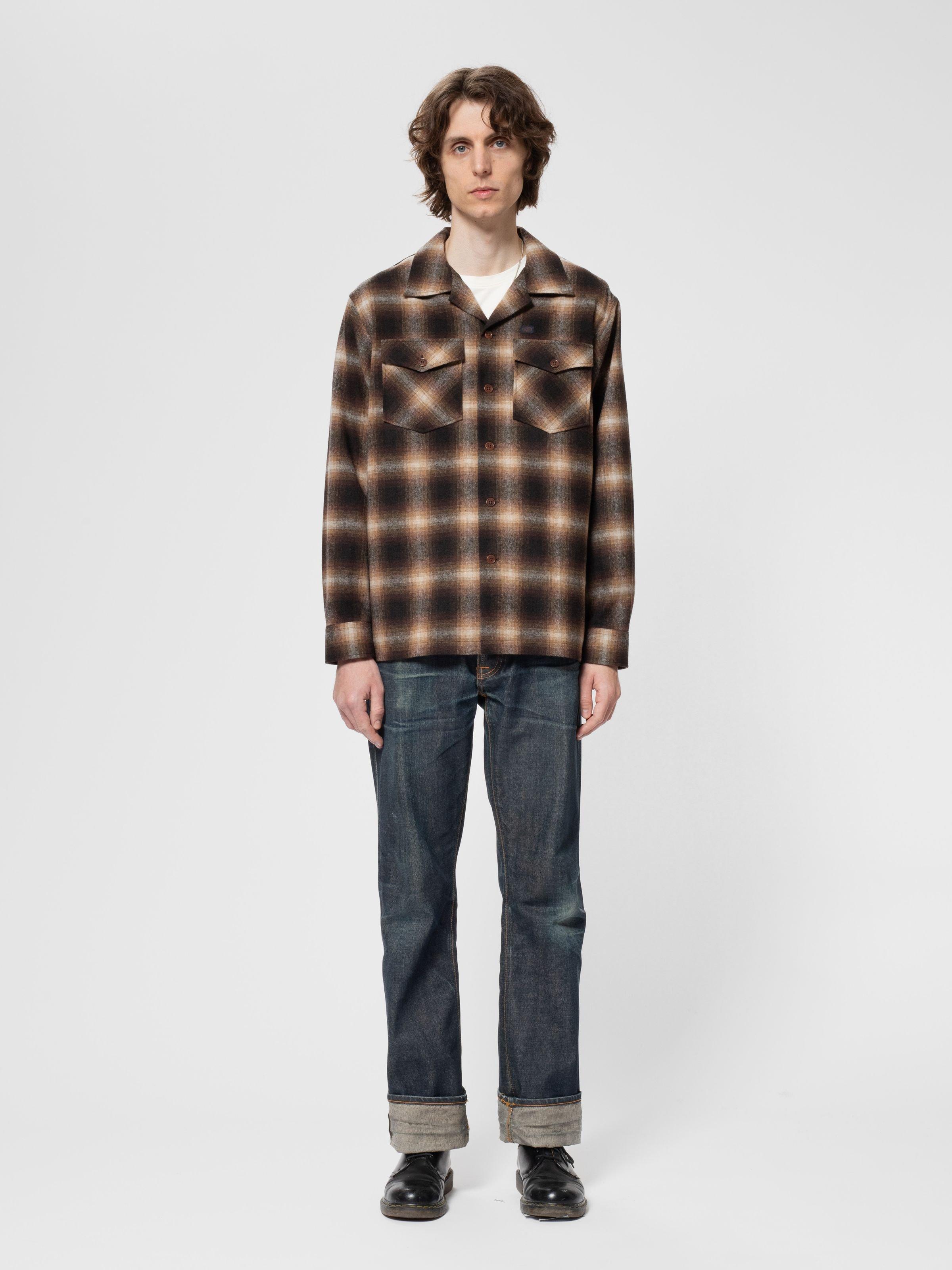 VINCENT SHADOW CHECK SHIRT - BROWN/BEIGE