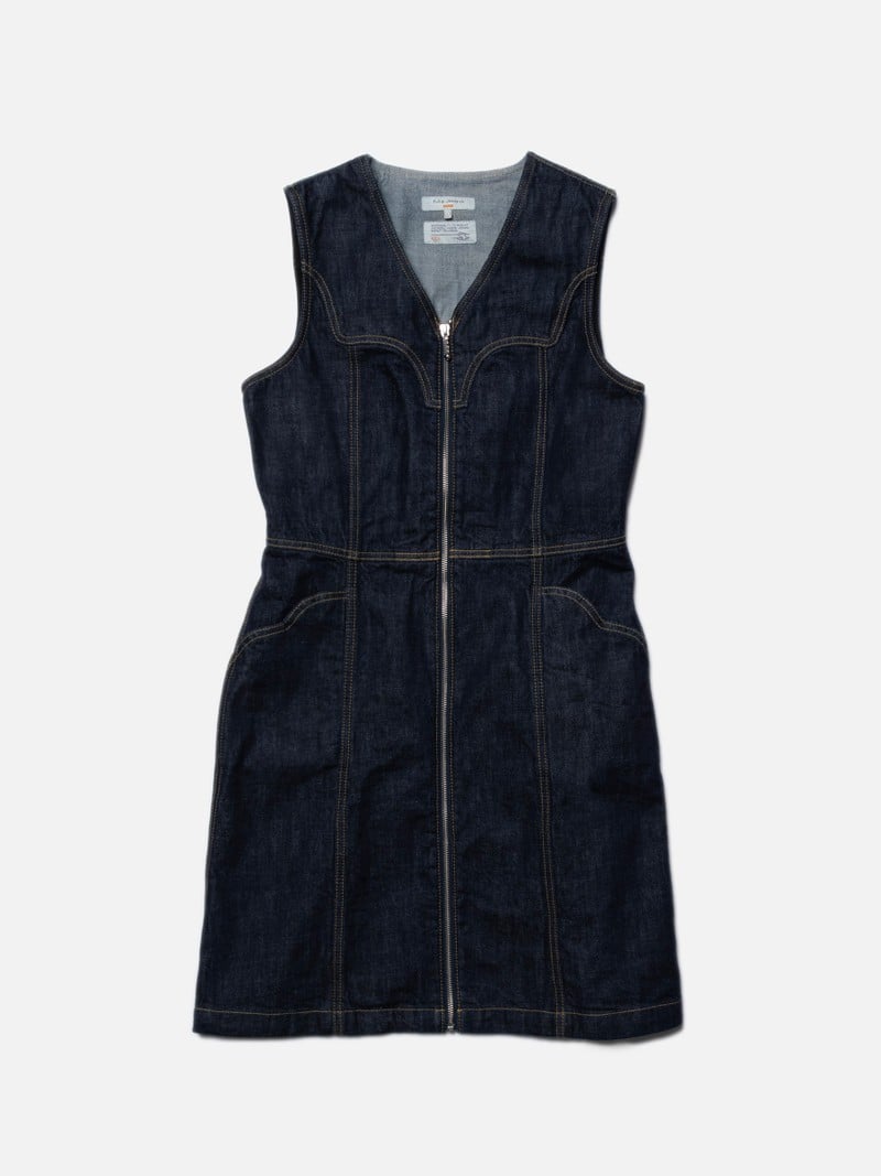 INA DENIM DRESS ONE WASH - DARK BLUE