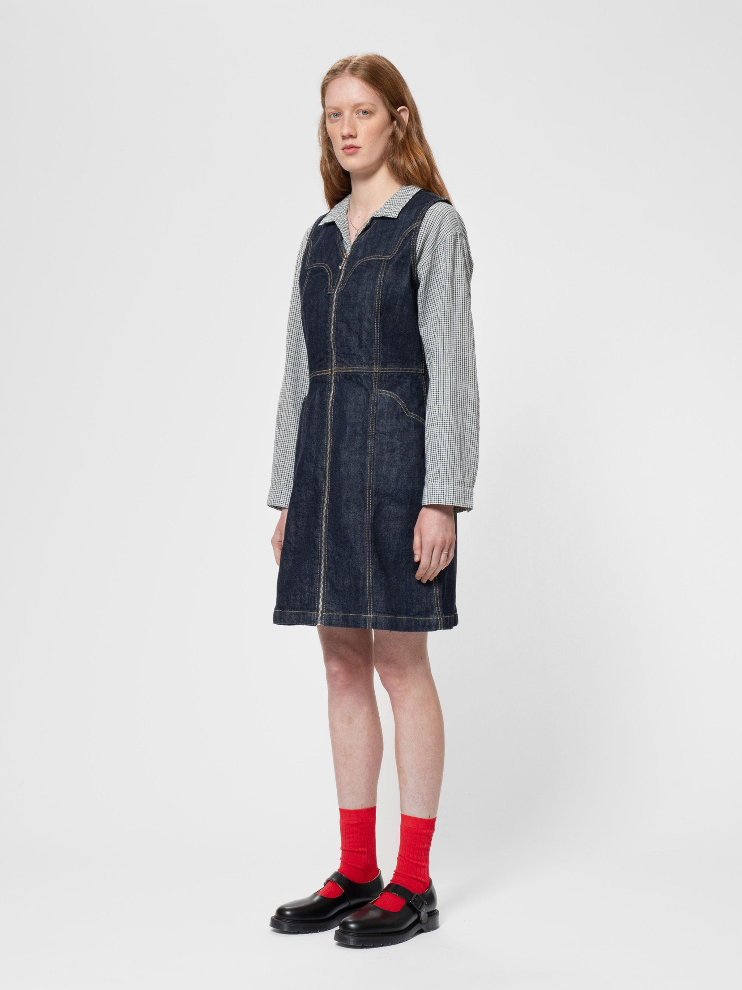 INA DENIM DRESS ONE WASH - DARK BLUE