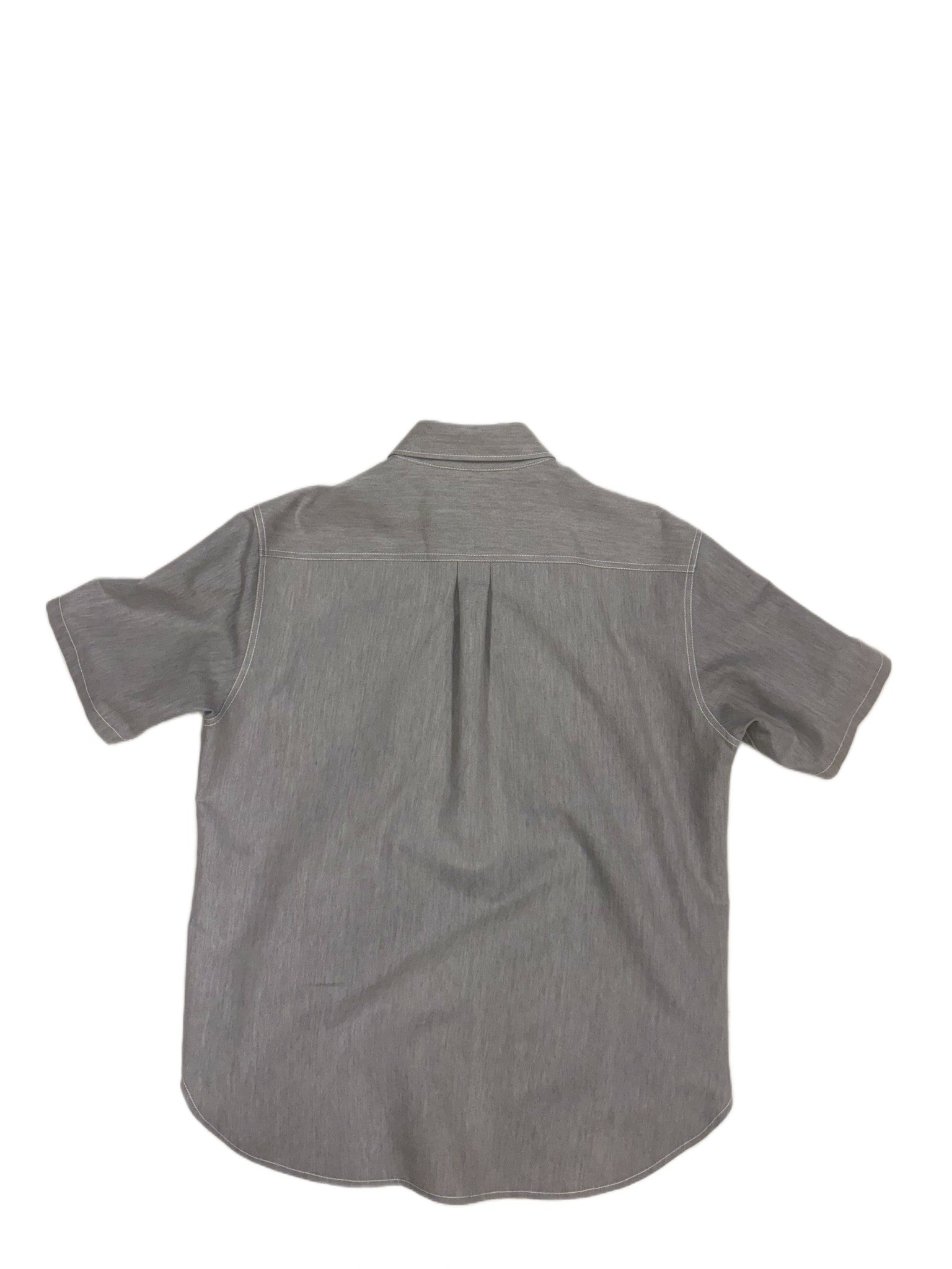AK/PR/LOT2/SHRT049 Cargo 4-pocket workwear half-sleeve shirt with large embroidered Dragon motif - GREY