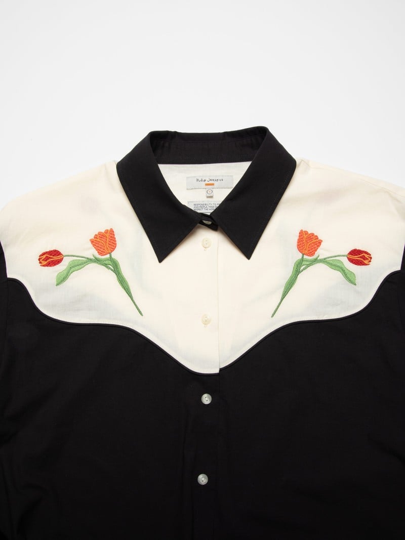 DAISY WESTERN COTTON SHIRT - BLACK