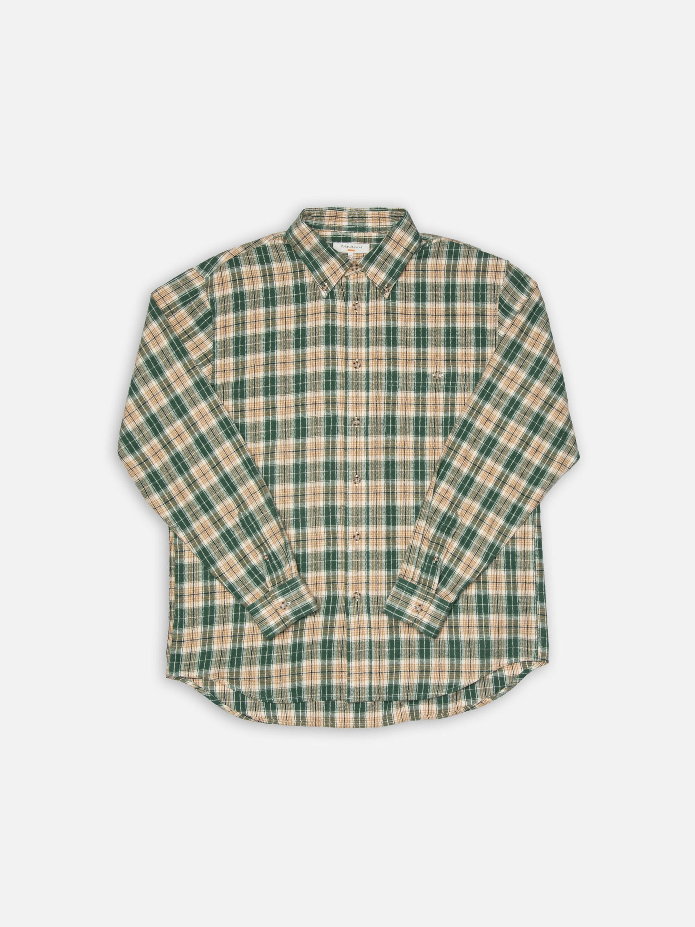JULIAN FARMERS CHECK SHIRT - RACING GREEN