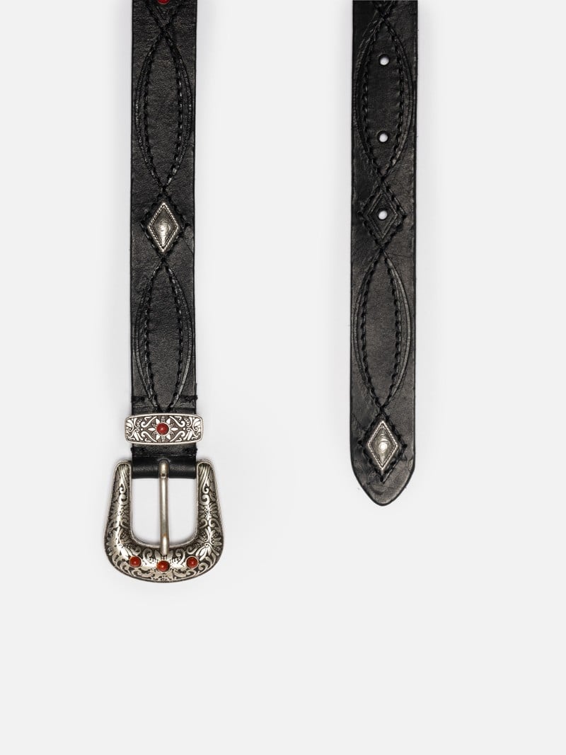 WESTERN EMBELLISHED BELT - BLACK