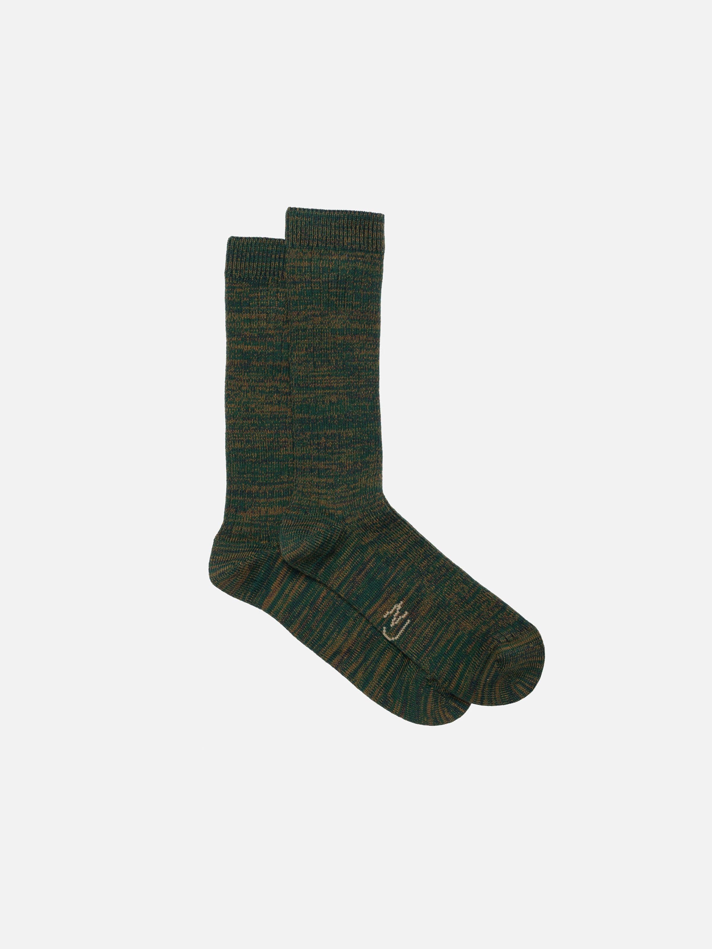 RASMUSSON WOMEN RIB SOCK - GREEN MELANGE