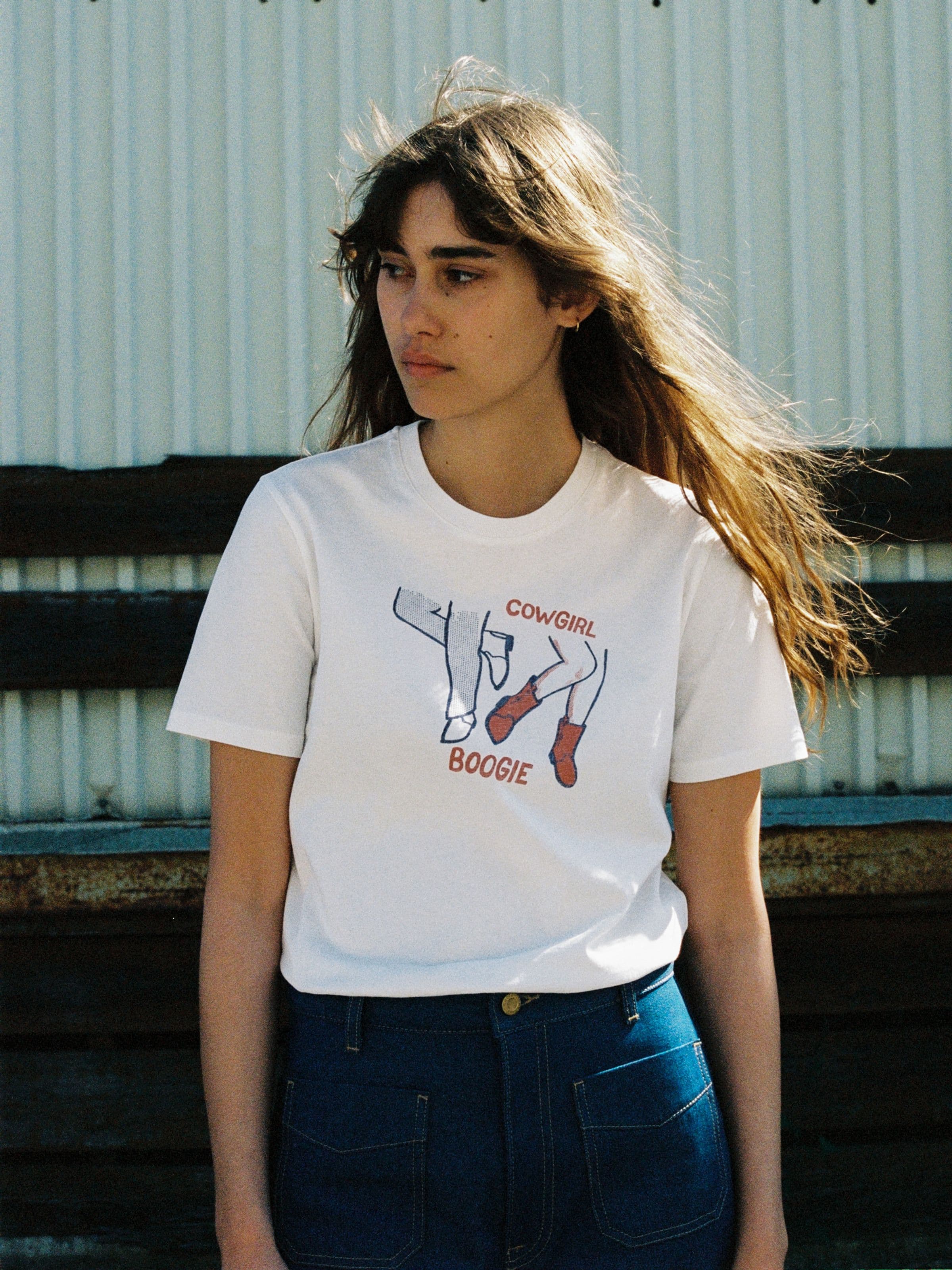 Joni T-Shirt Cowgirl Boogie - Offwhite