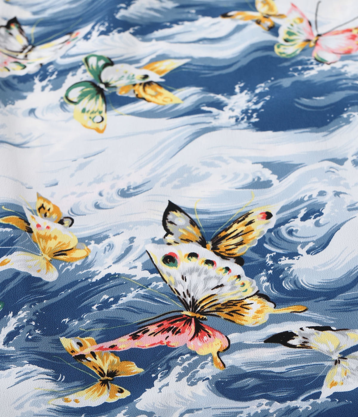 SS39627 RAYON HAWAIIAN SHIRT BUTTERFLY SPLASH - NAVY