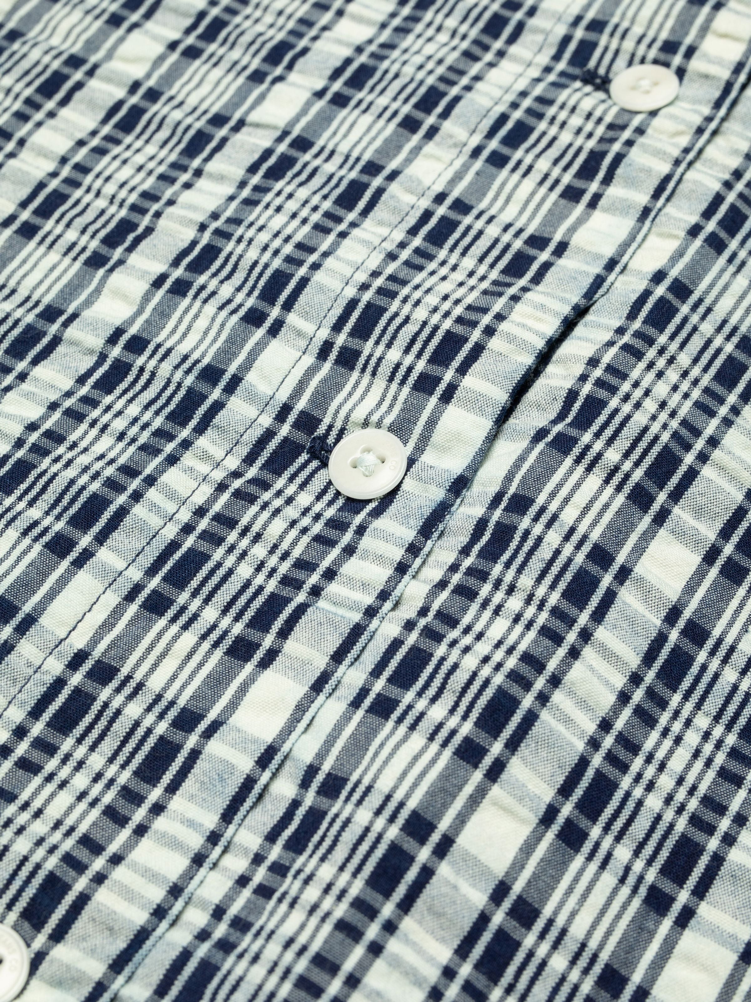 Jutta Shirt Indigo Seersucker - Blue/Offwhite