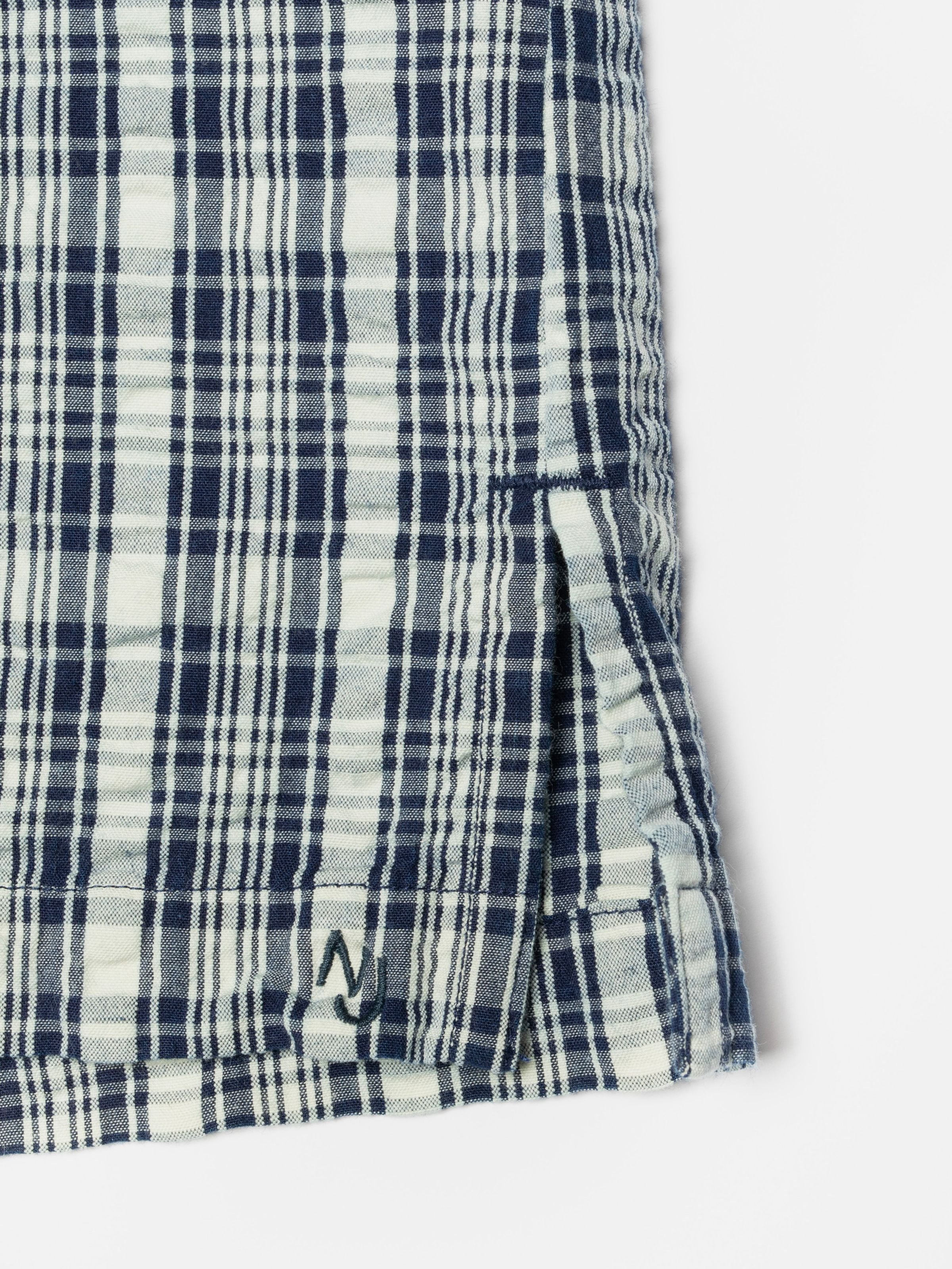 Jutta Shirt Indigo Seersucker - Blue/Offwhite