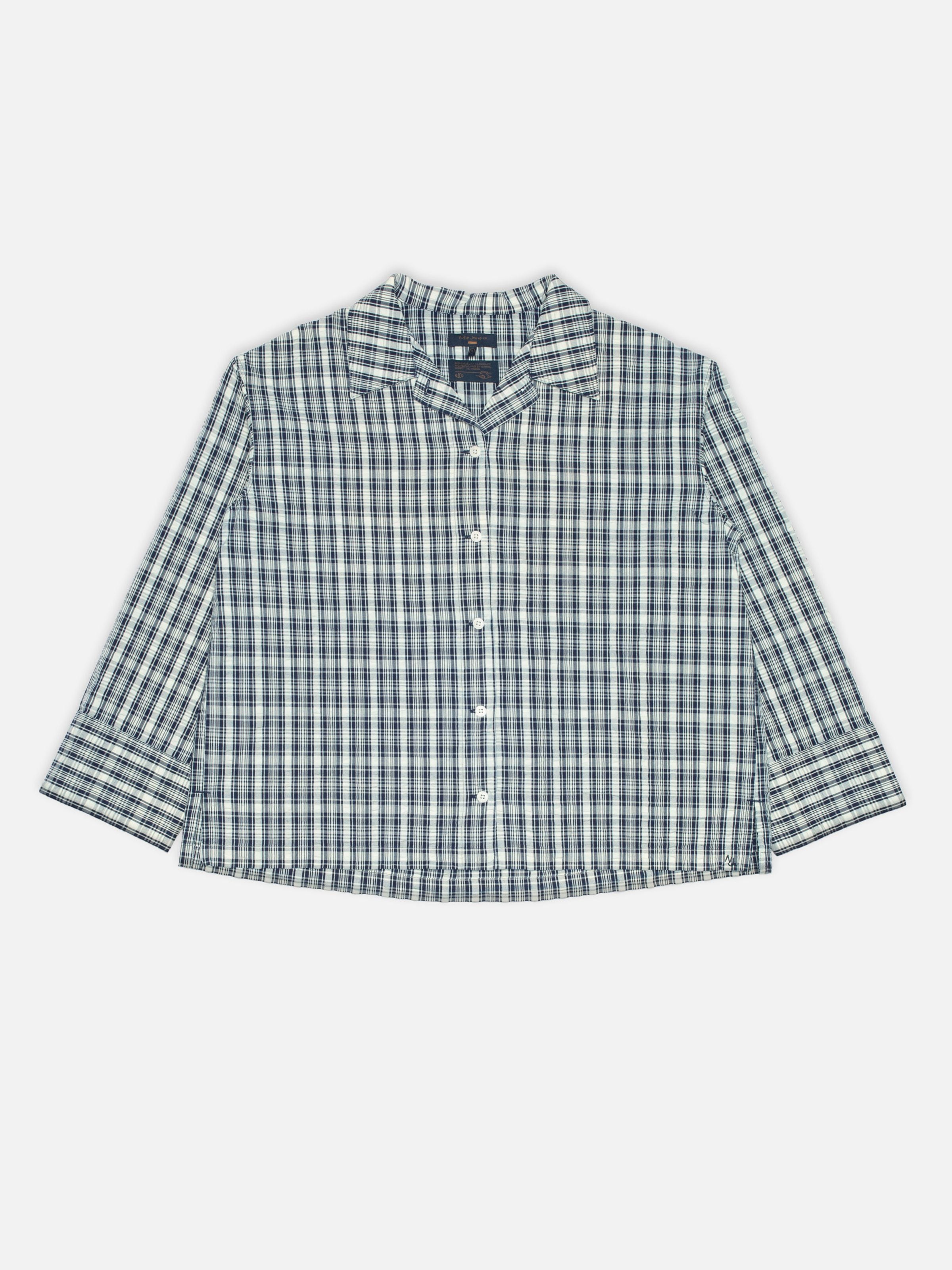 Jutta Shirt Indigo Seersucker - Blue/Offwhite