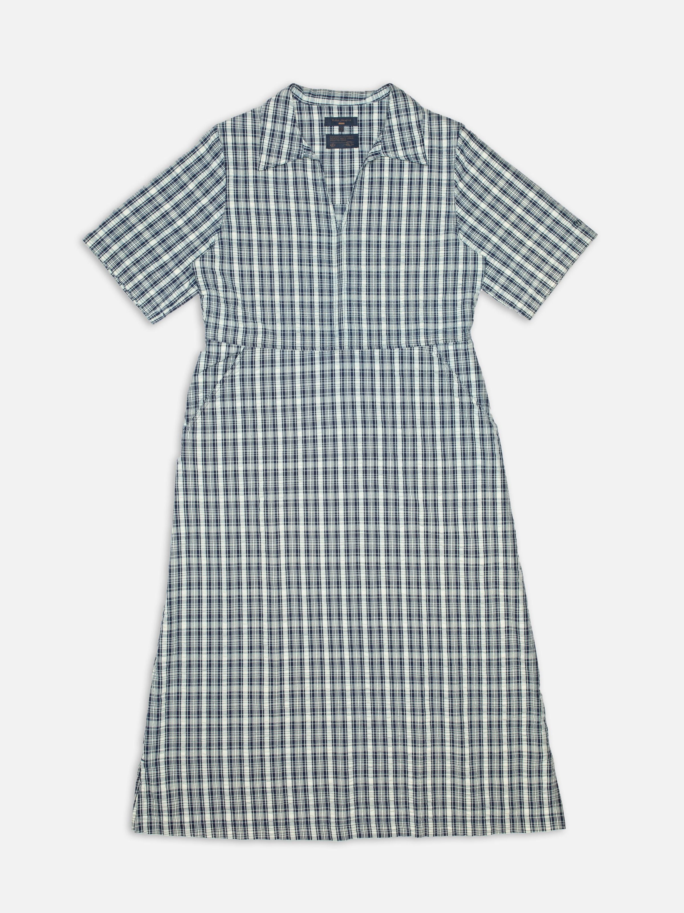 Ronja Dress Indigo Seersucker - Blue/Offwhite