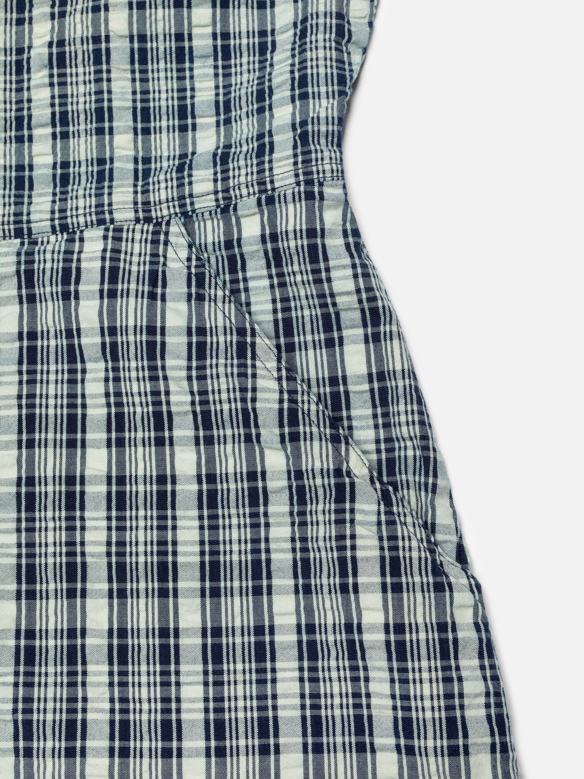 Ronja Dress Indigo Seersucker - Blue/Offwhite