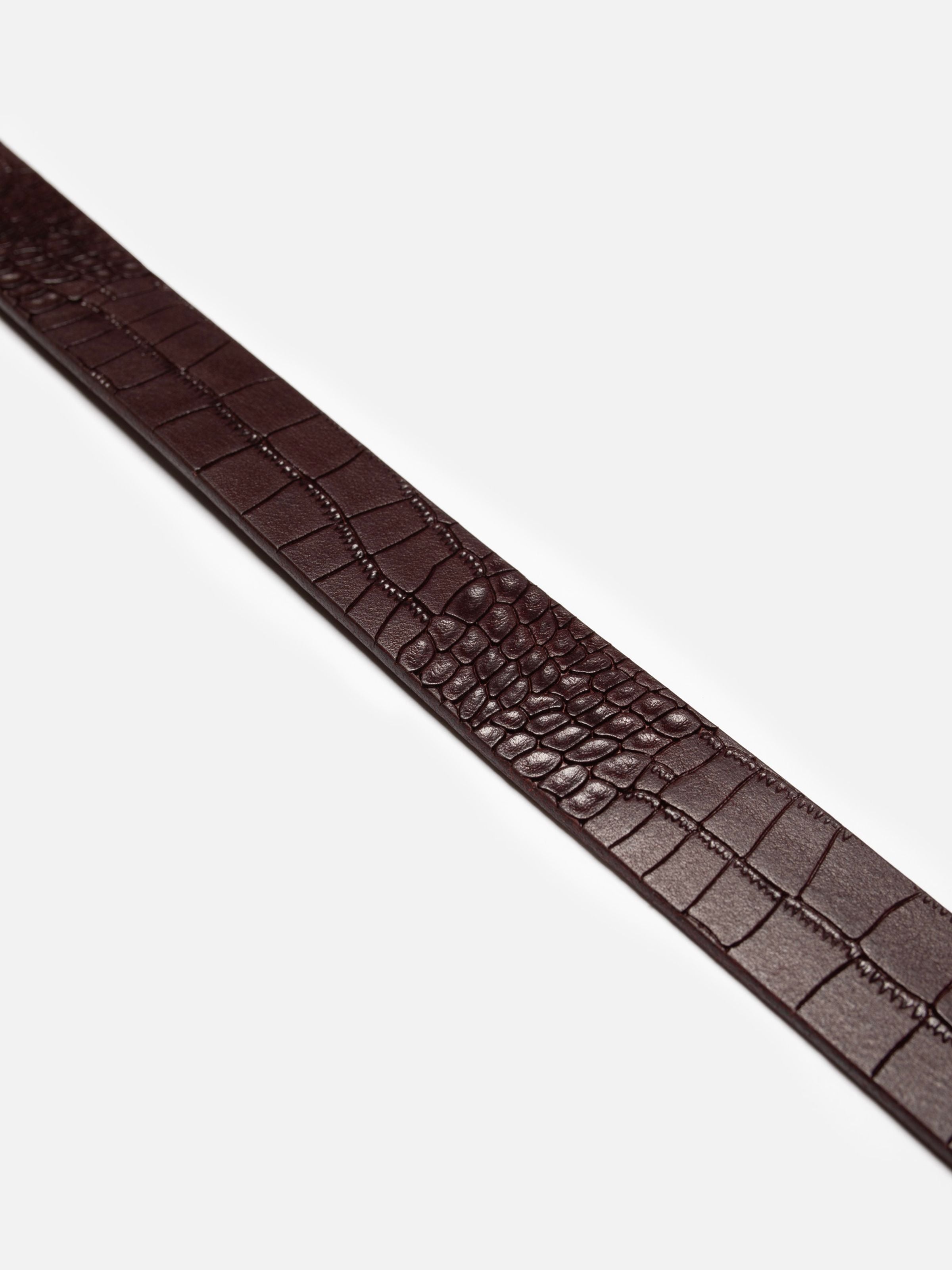 Western Faux Croco Silver Belt - Burgundy