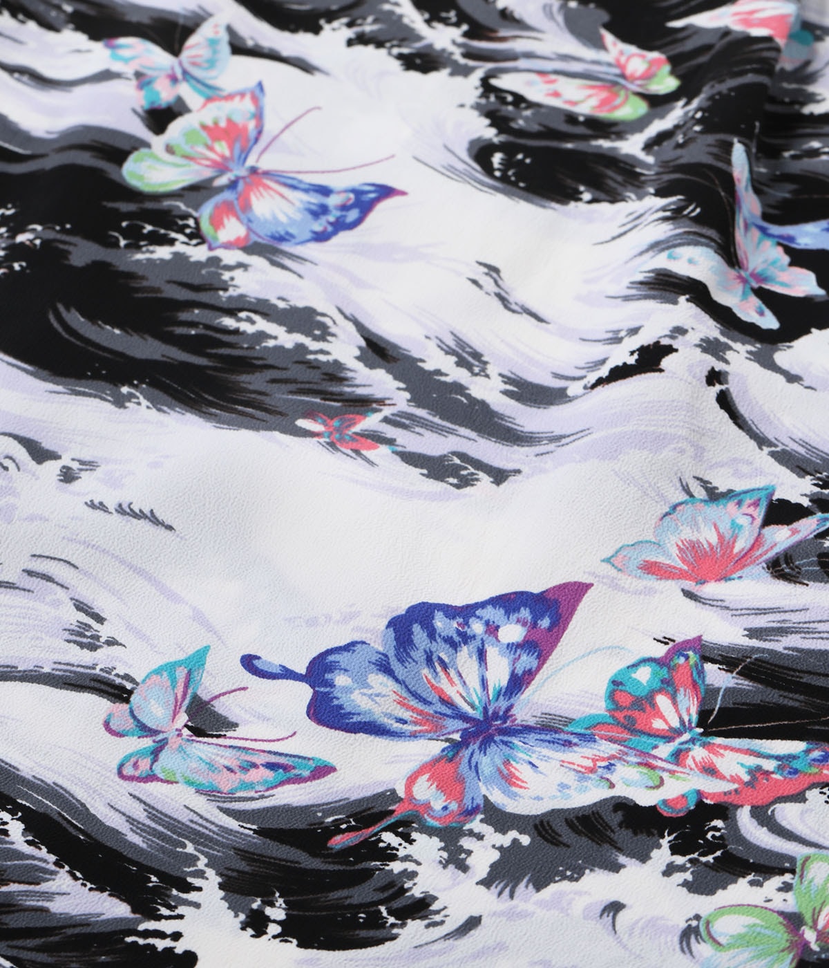 SS39627 RAYON HAWAIIAN SHIRT BUTTERFLY SPLASH - BLACK