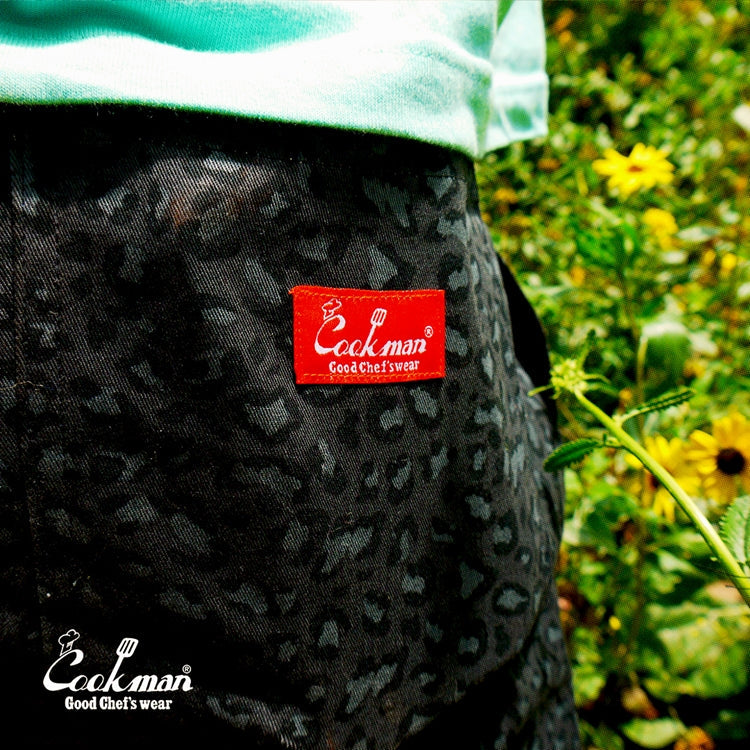 CHEF PANTS SHORT BLACK LEOPARD - BLACK