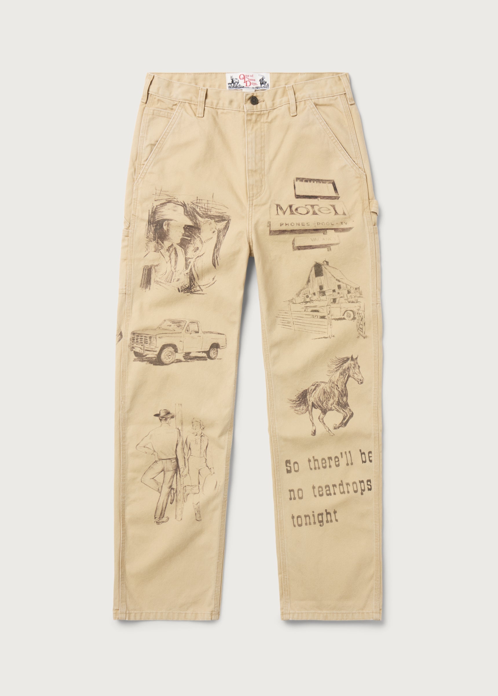 ALL OVER PRINT PAINTERS PANT - CANVAS - TAN