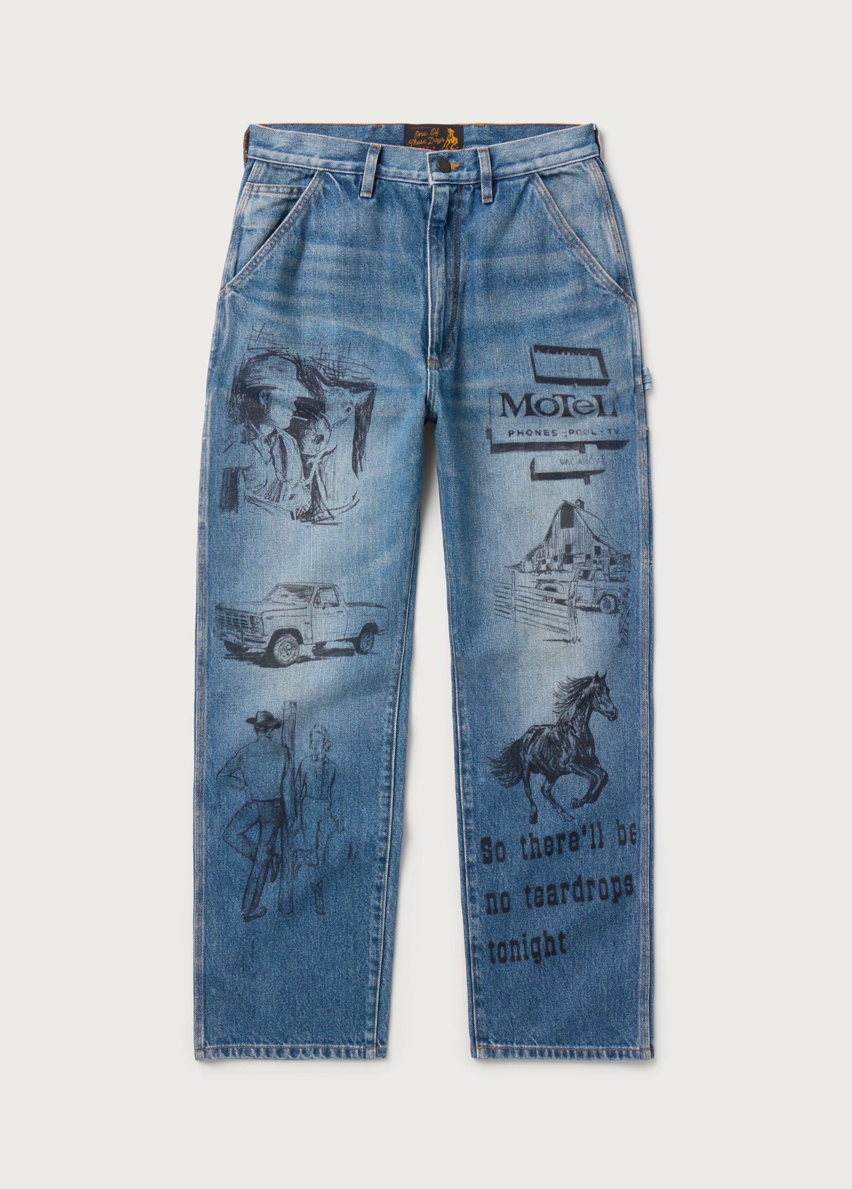 ALL OVER PRINT PAINTERS PANT - DENIM - INDIGO