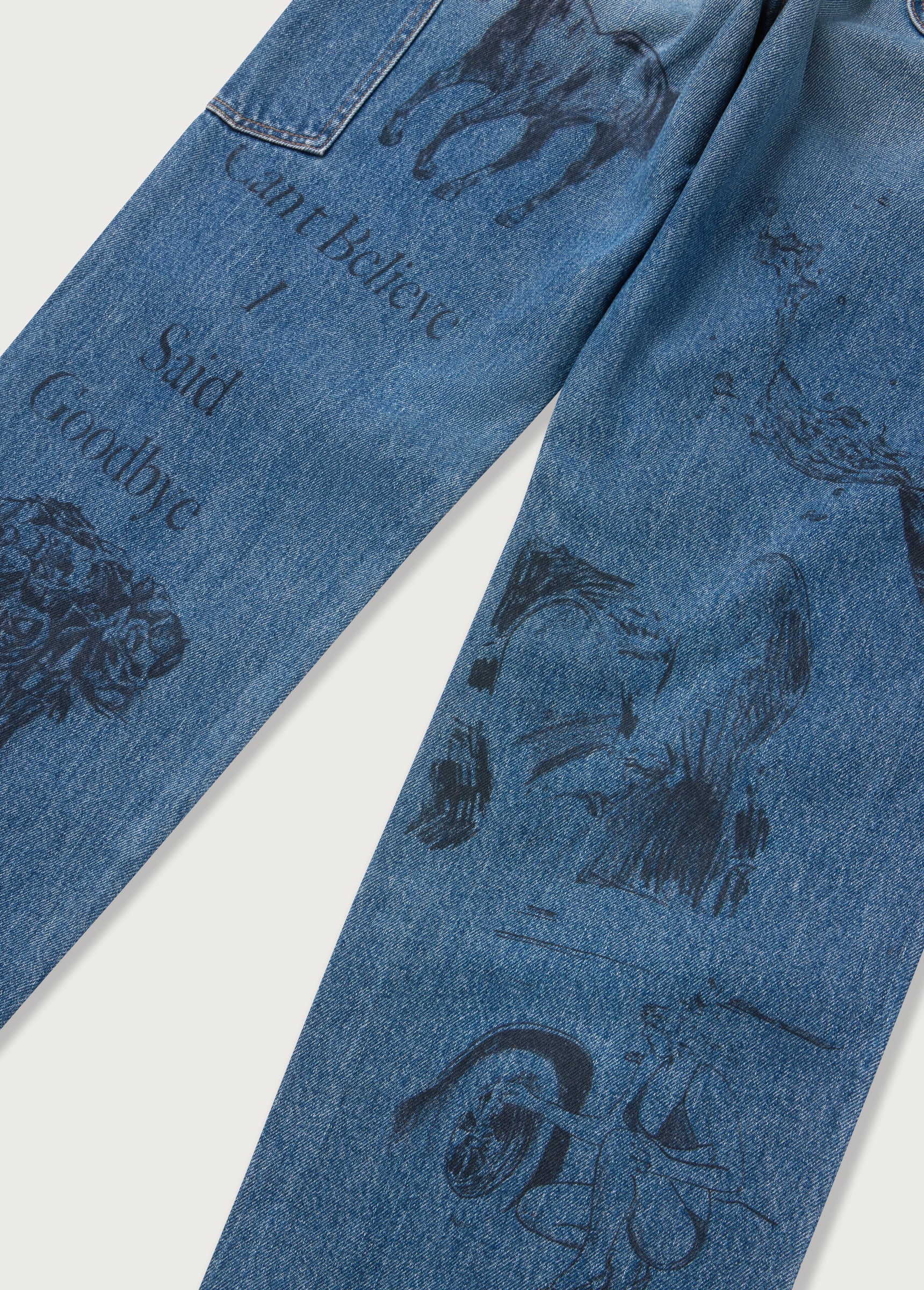 ALL OVER PRINT PAINTERS PANT - DENIM - INDIGO