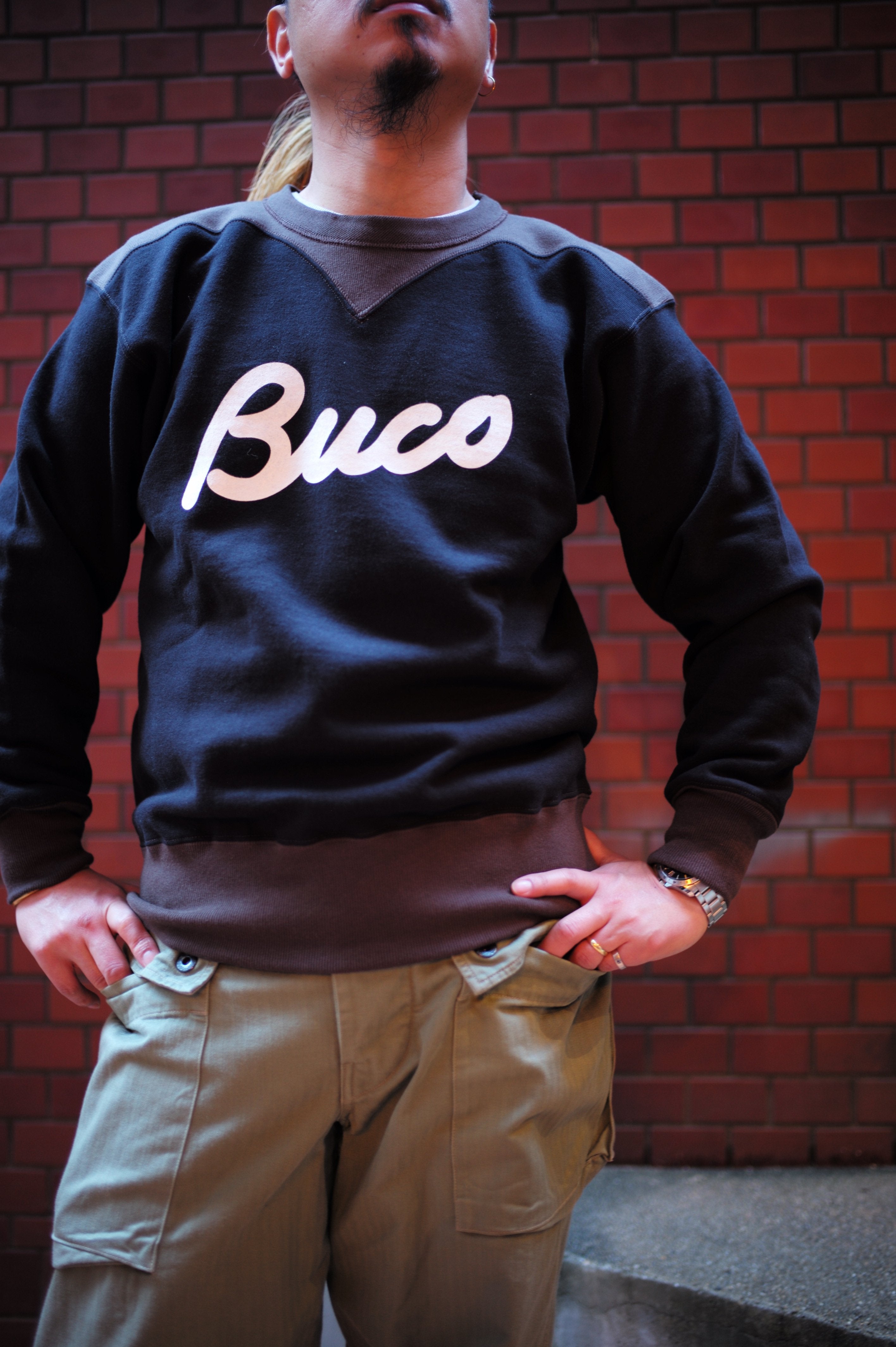 BUCO TWO-TONE SWEATSHIRT / BUCO - BLACK/GRAY