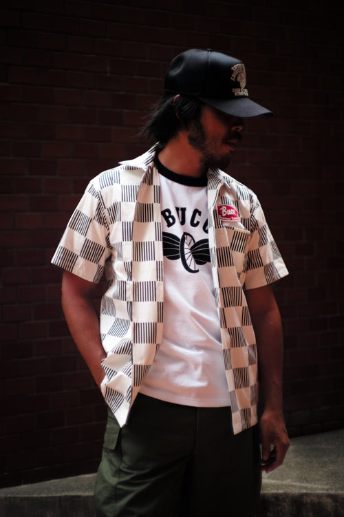 BC25004 BUCO TEE / FLYING WHEEL - WHITE/BLACK