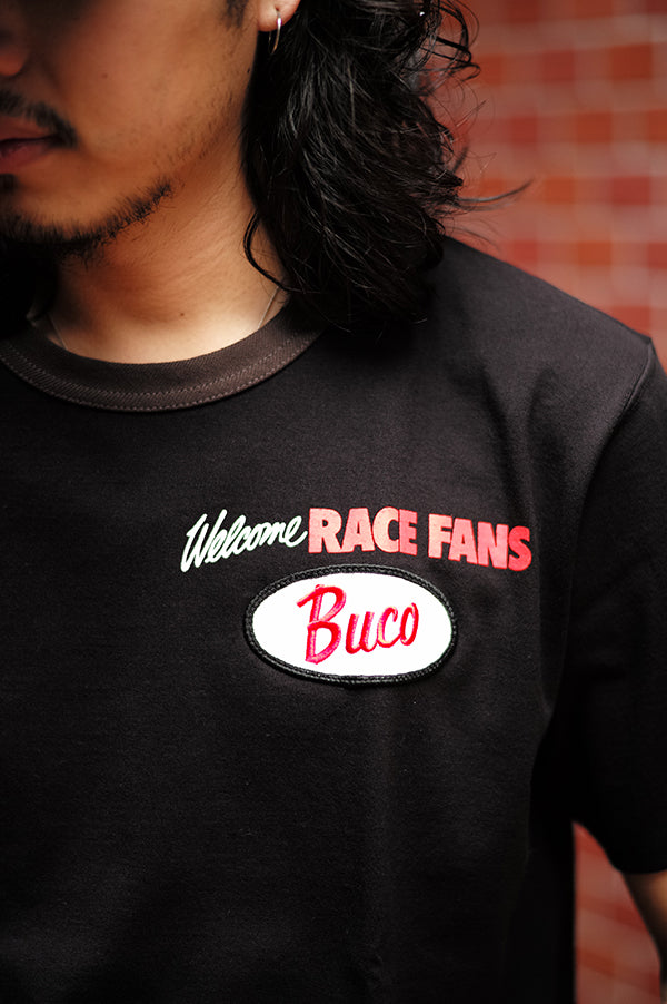 BC26004 BUCO TEE / WELCOME RACING FANS! - BLACKxCHARCOAL