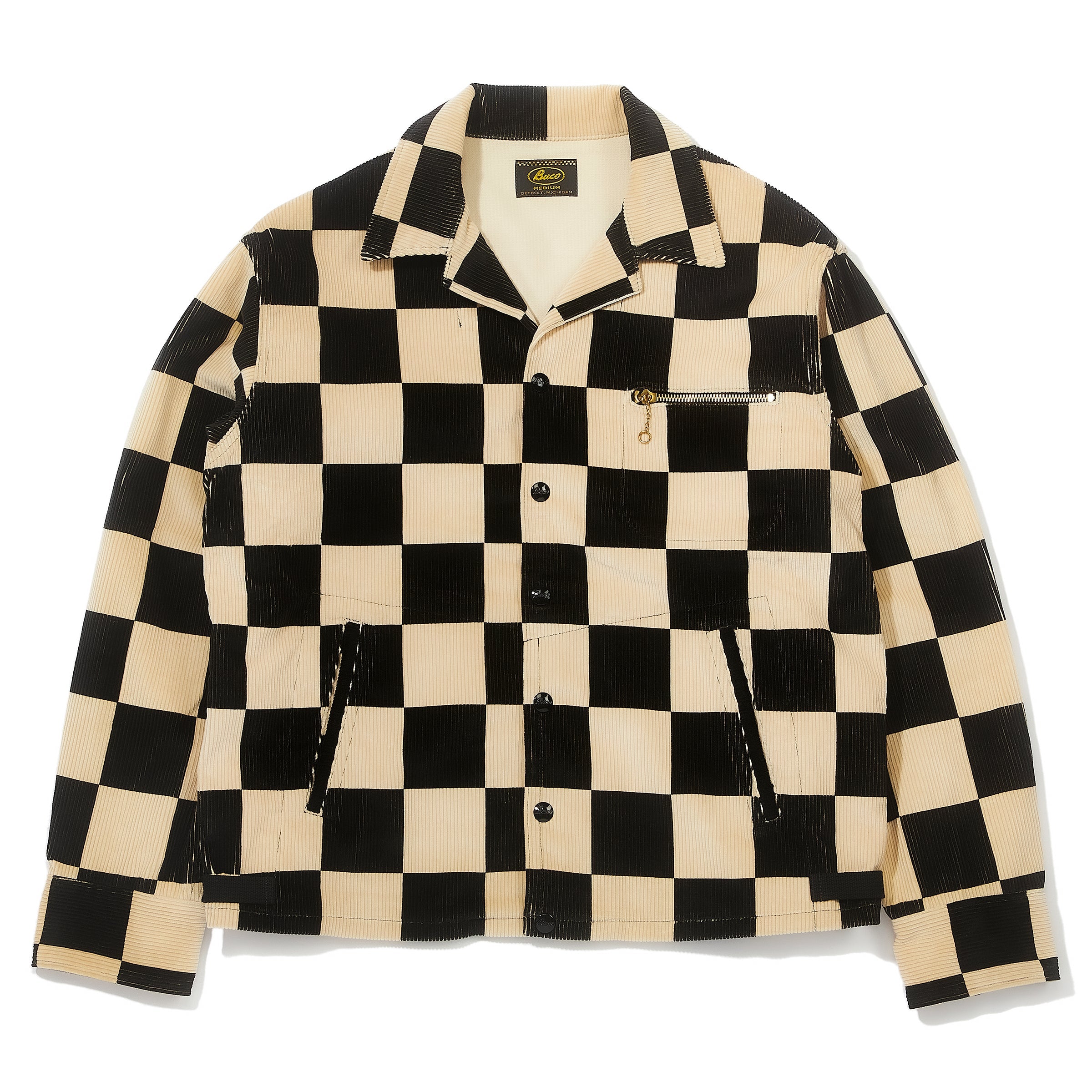 BUCO CHECKERED CORDUROY JACKET - WHITE/BLACK