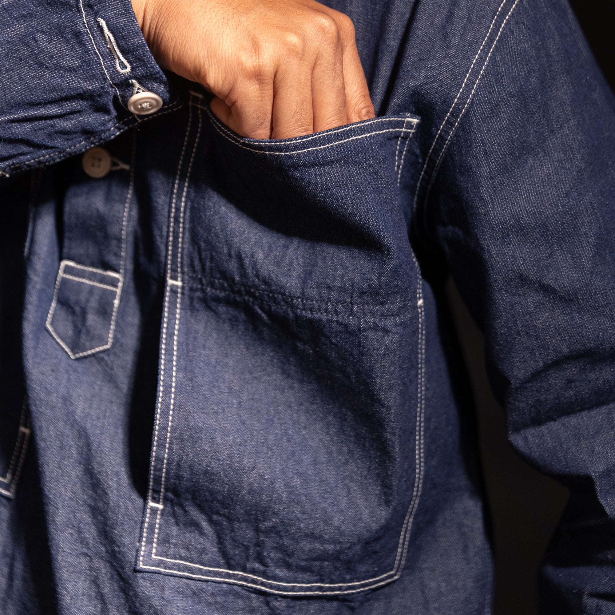 MODIFIED PRISONER SHIRT - INDIGO