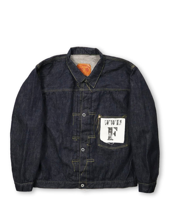 S2107-24 WWII Model Brown Cotton Denim Jacket (Non Wash) - INDIGO