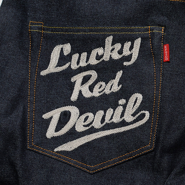 DEVIL-11 13OZ DENIM - INDIGO/WHITE