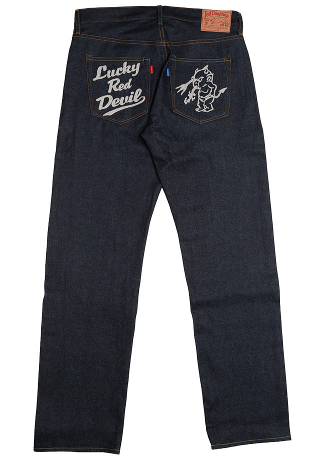 DEVIL-11 13OZ DENIM - INDIGO/WHITE