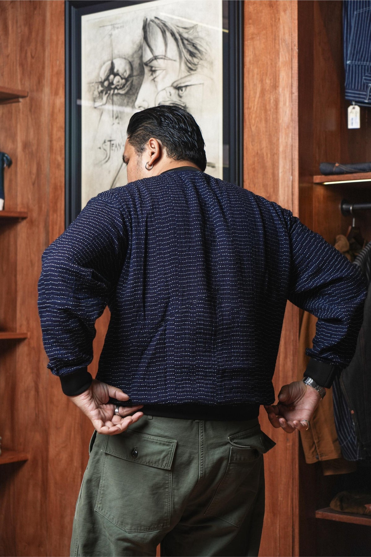 Lightweight Sashiko Anti-war Sweater - INDIGO