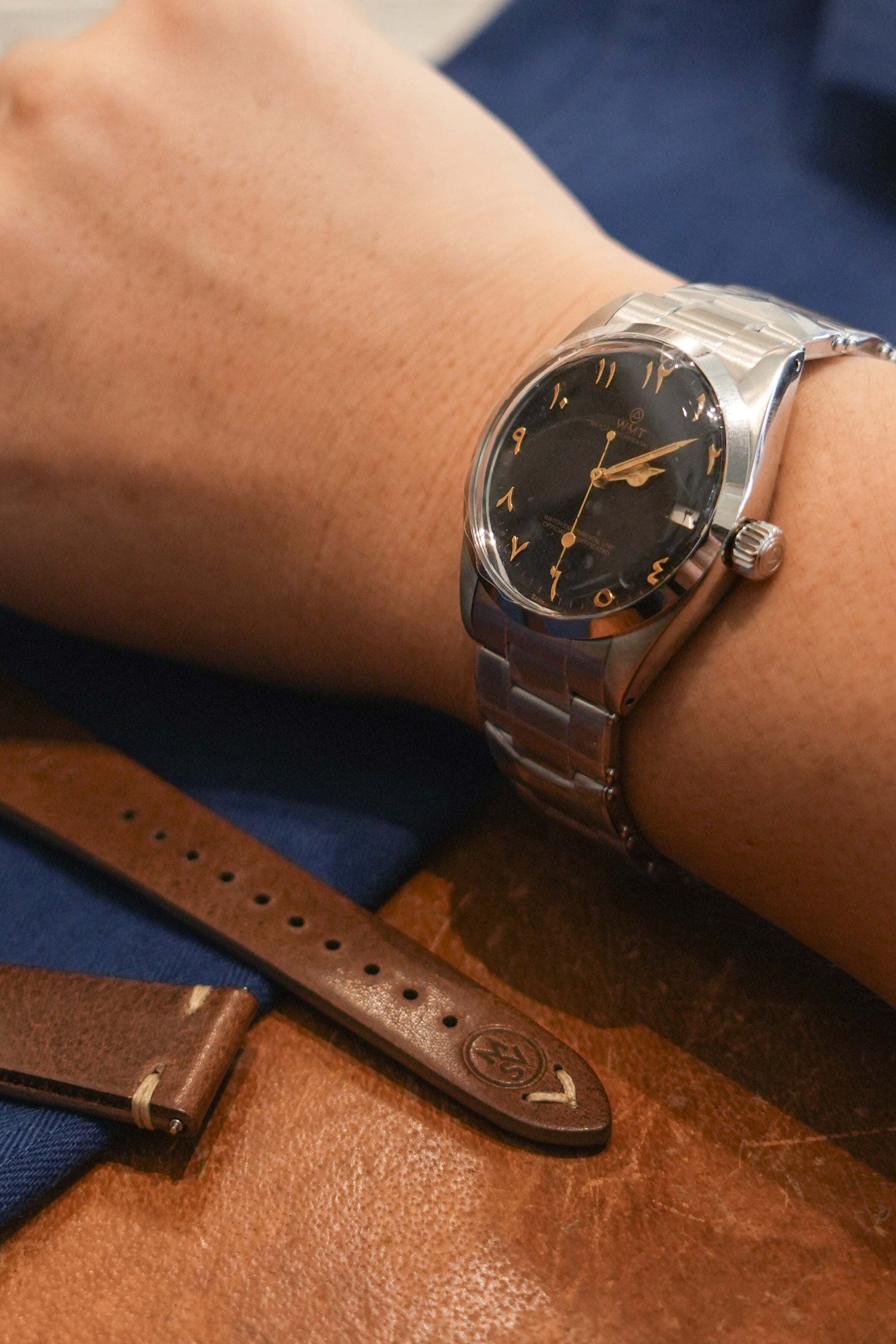 BARRACUDA - ARABIC NUMERALS EDITION/METAL BRACELET + ANZIANO LEATHER STRAP SET