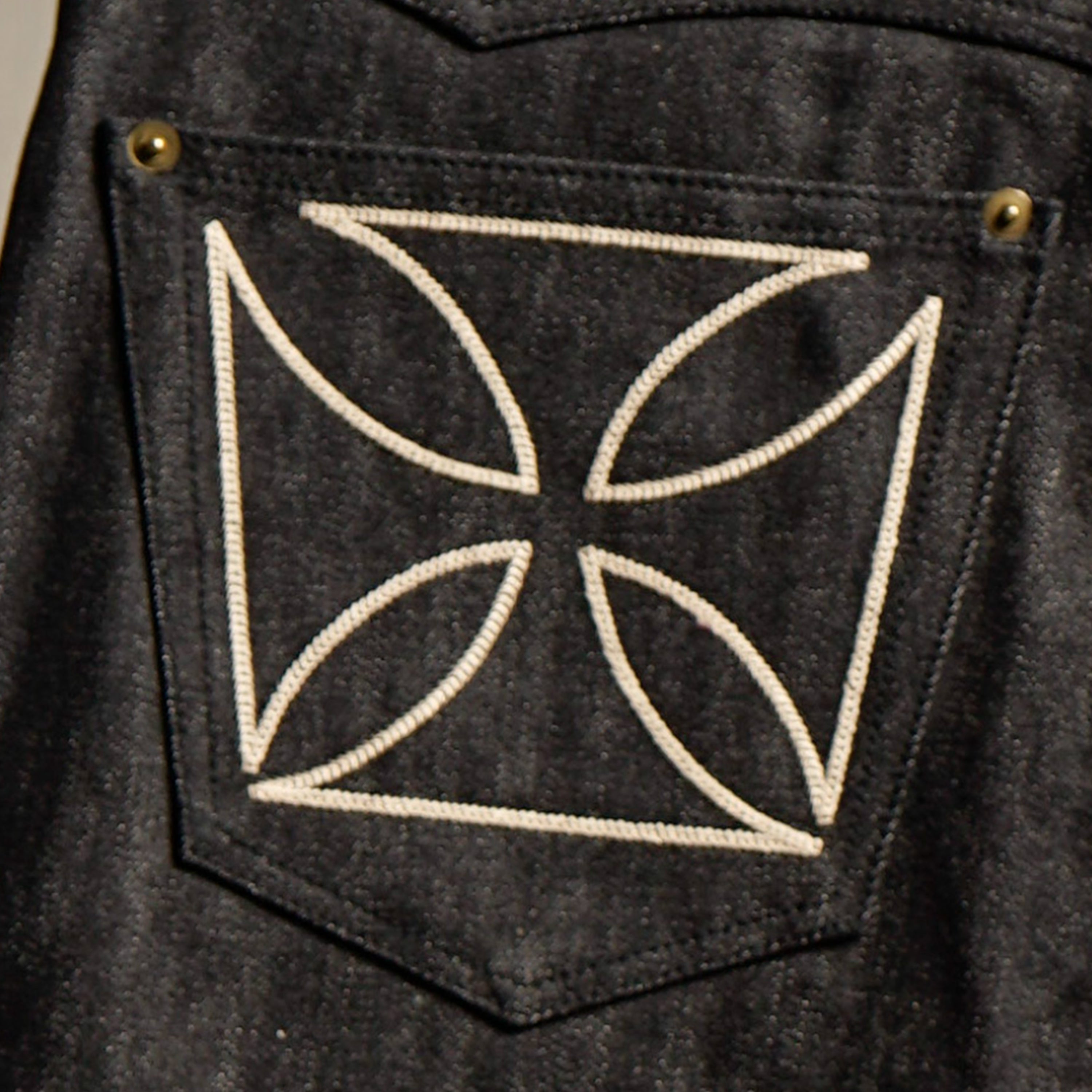 THUG - WIDE DENIM IRON CROSS - INDIGO X IVORY