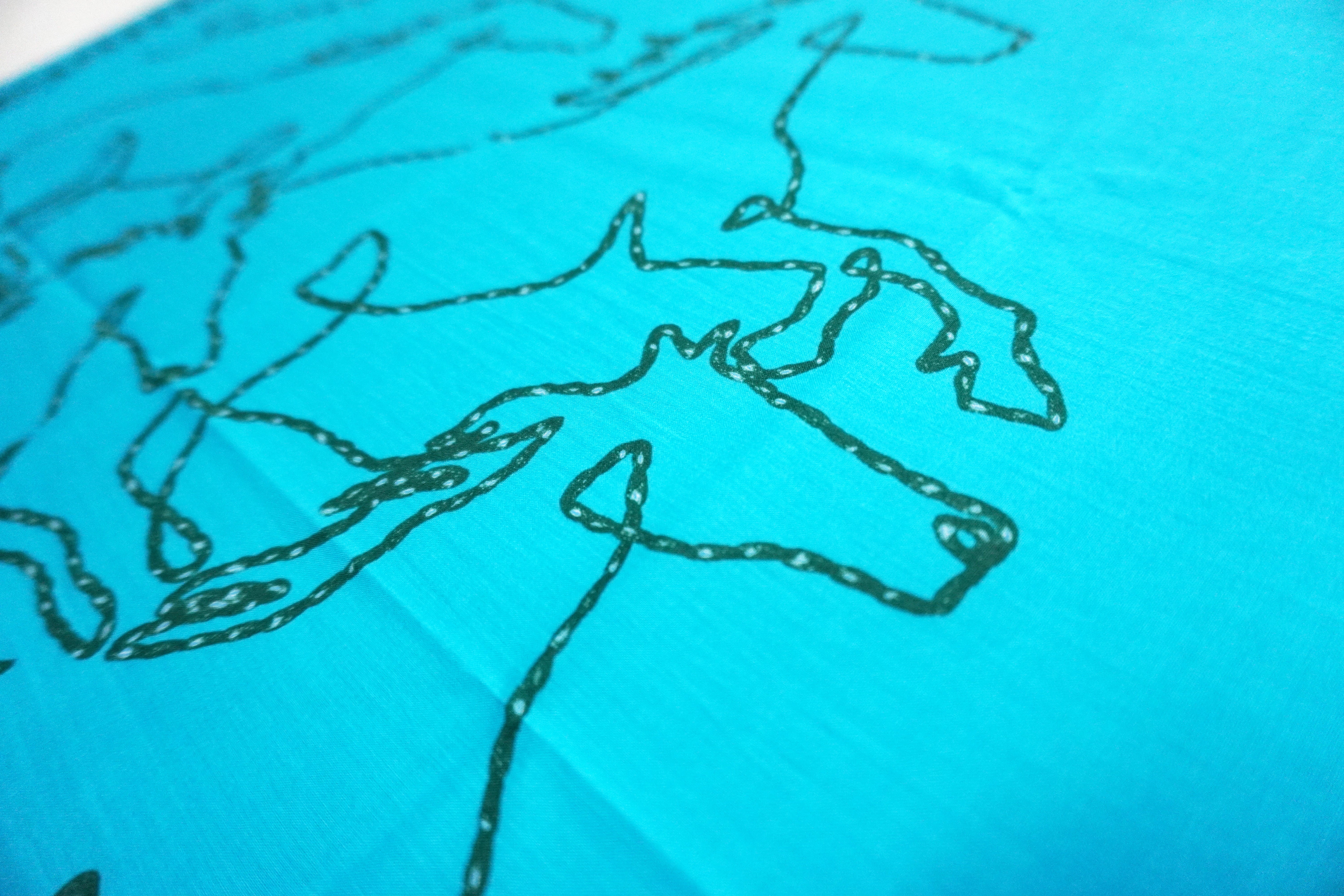 SJ-BANDANA-03H (Horse Motif Bandana) - TURQUOISE