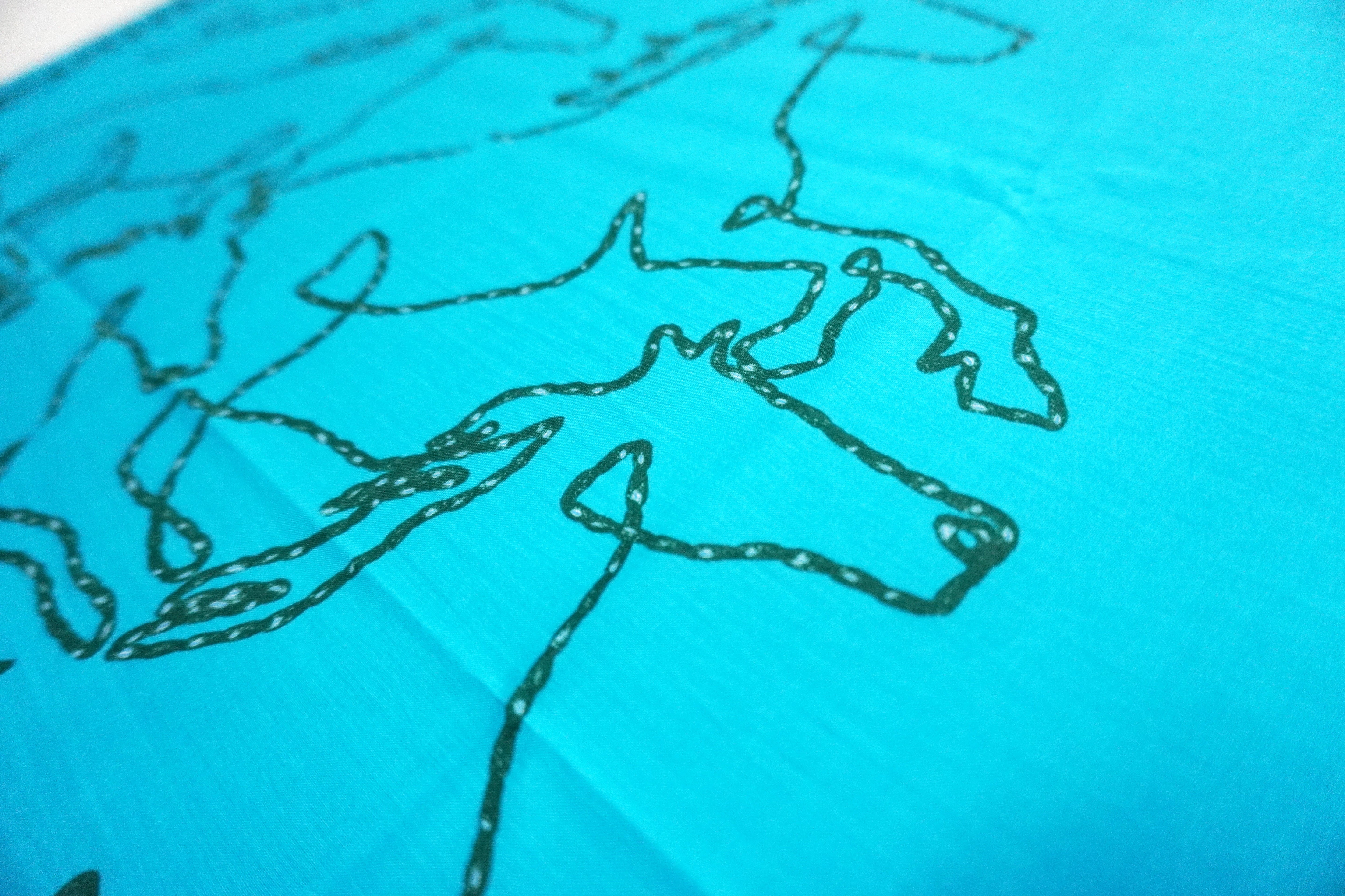 SJ-BANDANA-03H (Horse Motif Bandana) - TURQUOISE