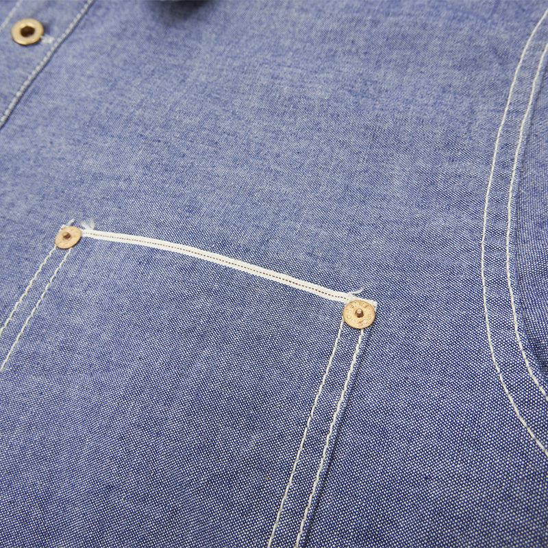 F3487 CHAMBRAY PULL OVER SHIRT - BLUE