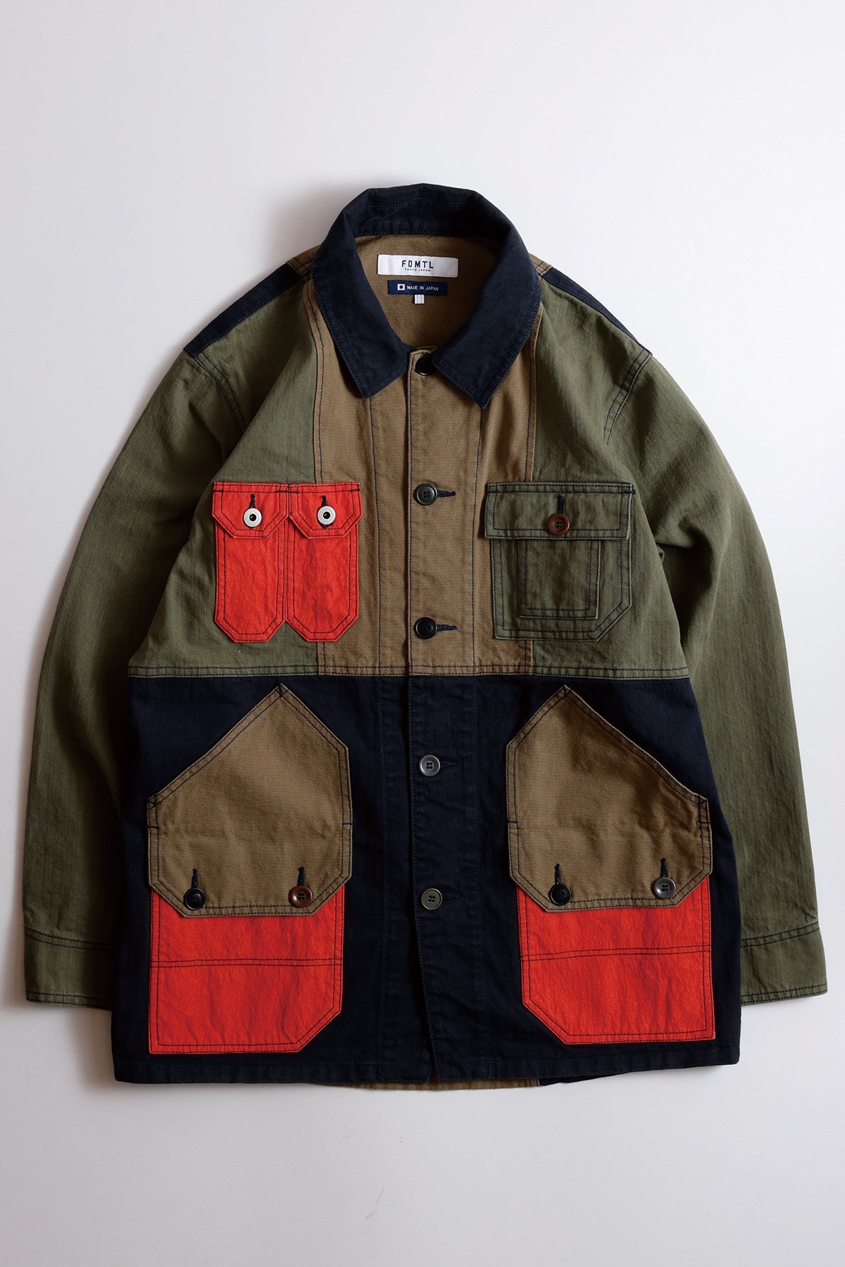 PATCHWORK COVERALL JACKET RINSE (FA26) - KHAKI