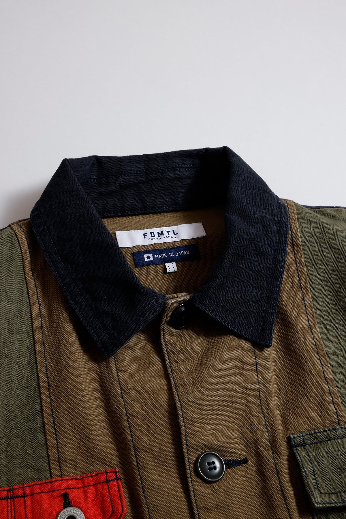 PATCHWORK COVERALL JACKET RINSE (FA26) - KHAKI