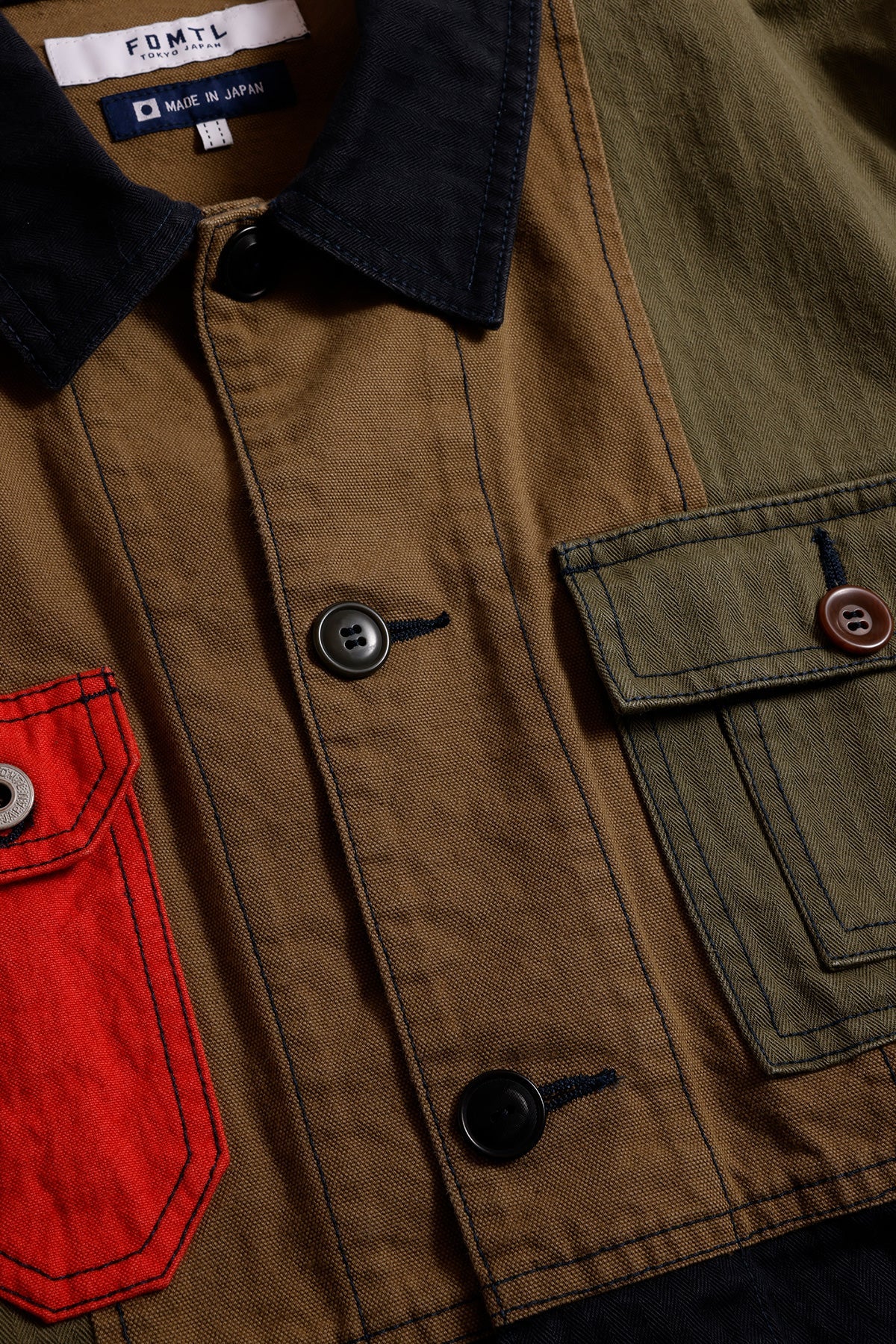 PATCHWORK COVERALL JACKET RINSE (FA26) - KHAKI