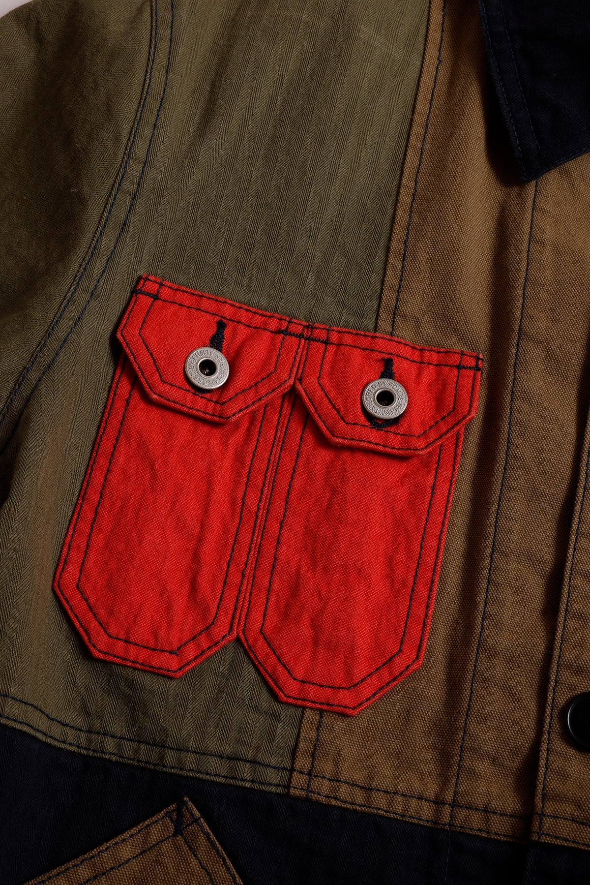 PATCHWORK COVERALL JACKET RINSE (FA26) - KHAKI