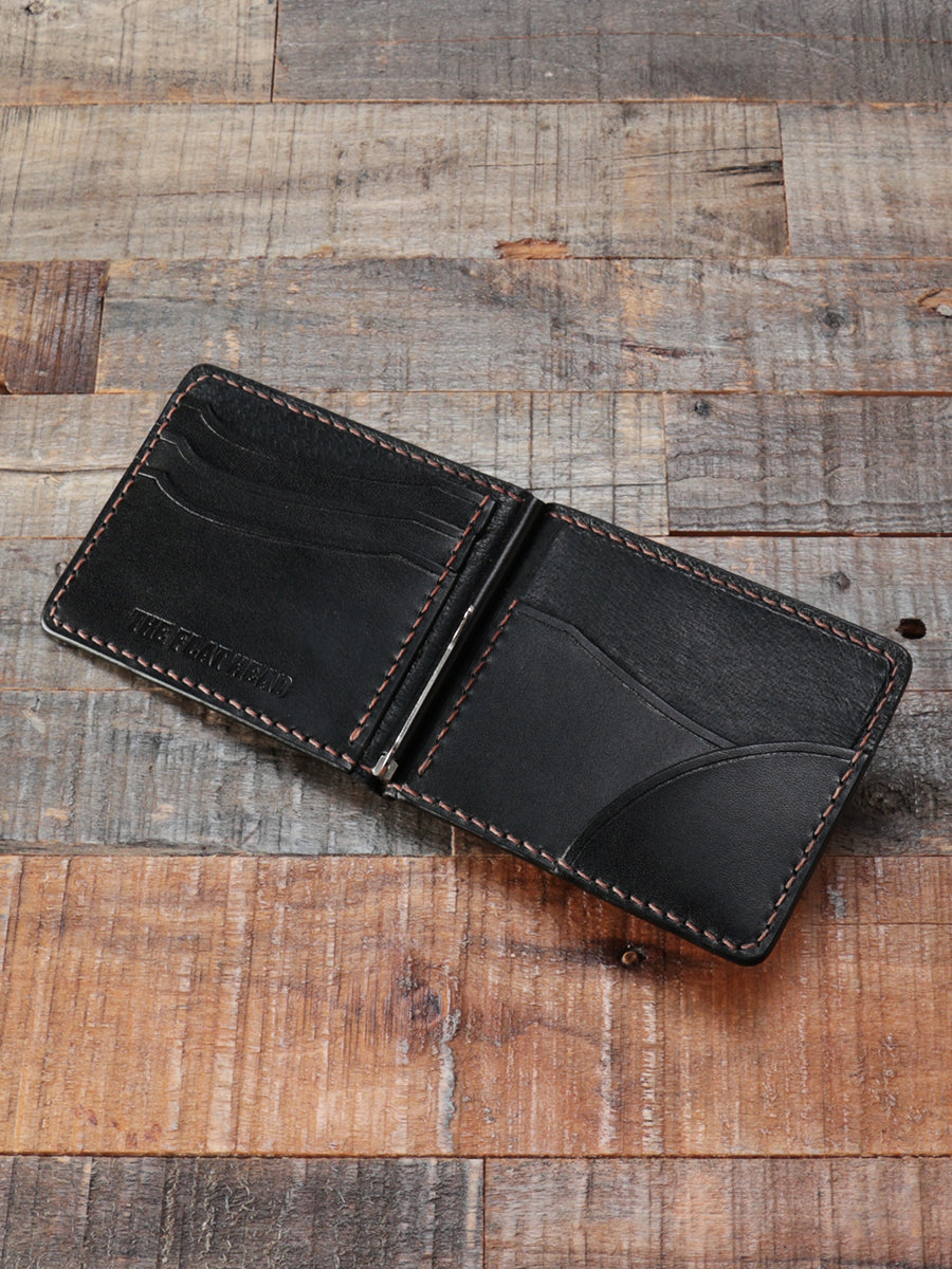 FN-A2A1-5 FN-A2A1-5 HORSEHIDE CLIP FLAT WALLET - BLACK