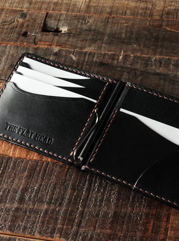 FN-A2A1-5 FN-A2A1-5 HORSEHIDE CLIP FLAT WALLET - BLACK