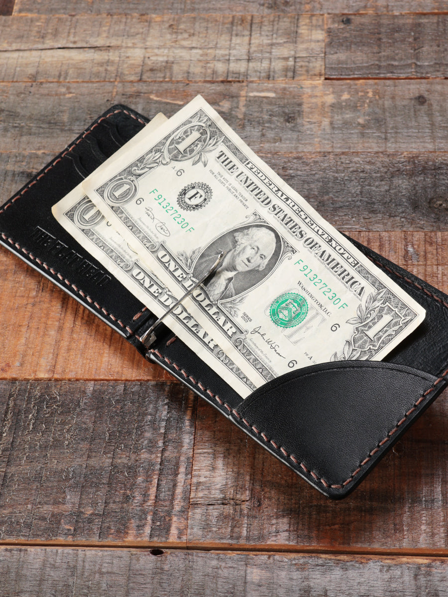 FN-A2A1-5 FN-A2A1-5 HORSEHIDE CLIP FLAT WALLET - BLACK