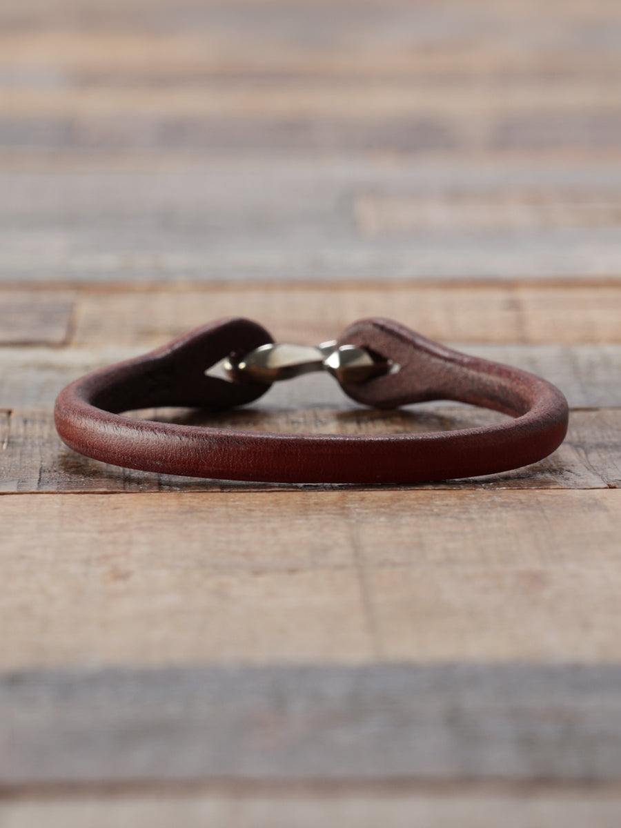 FN-GLB-101 SINGLE WRAP LEATHER BRACELET - DARK BROWN