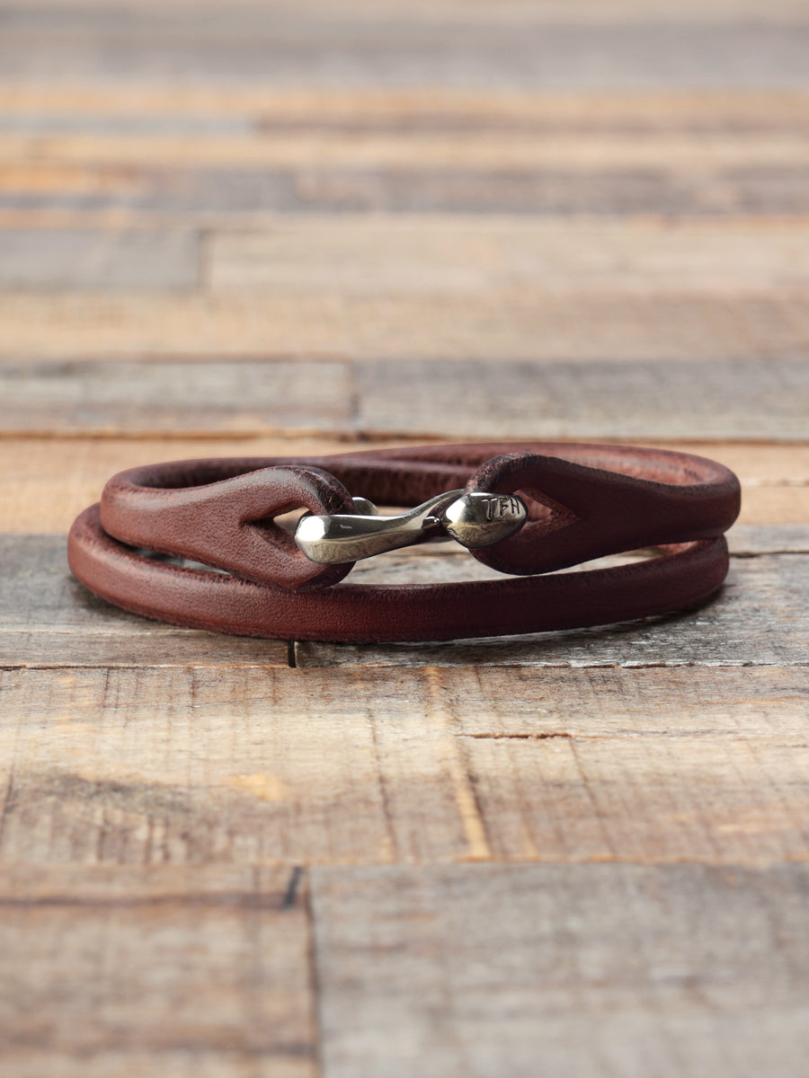 FN-GLB-102 DOUBLE WRAP LEATHER BRACELET - DARK BROWN