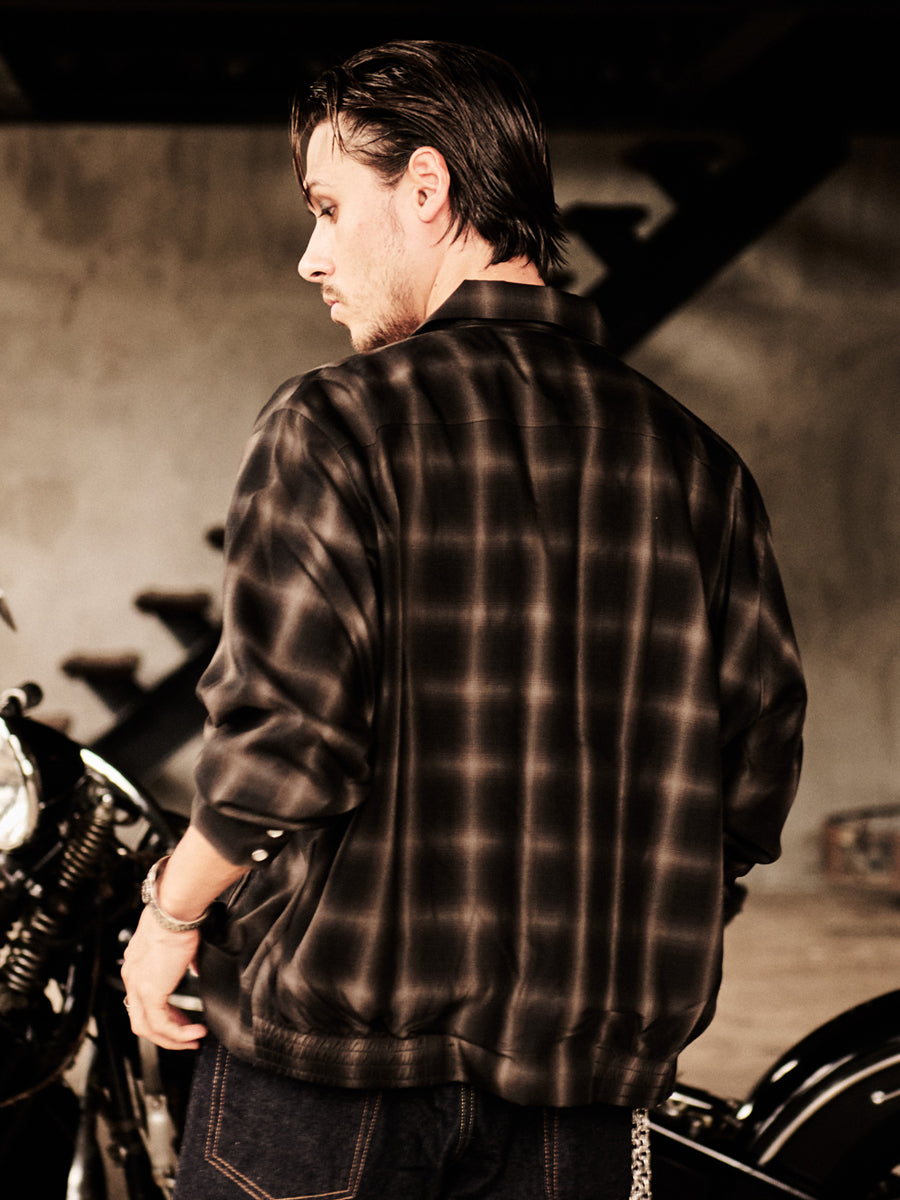 FN-OJ-R003 TENCEL OMBRE WESTERN JACKET  - BLACK