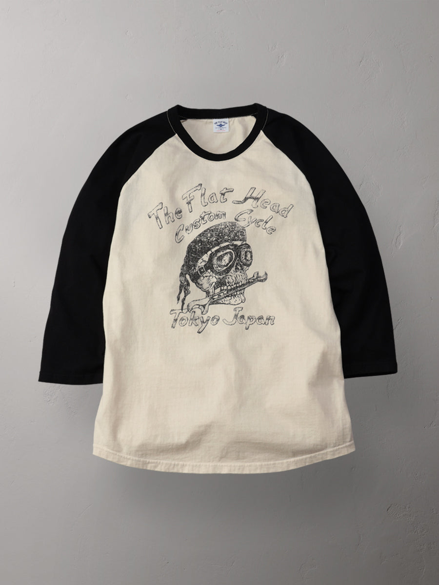 FN-TSRB-004 RAGLAN Q/S T-SHIRT - CUSTOM CYCLE - IVOLY/BLACK