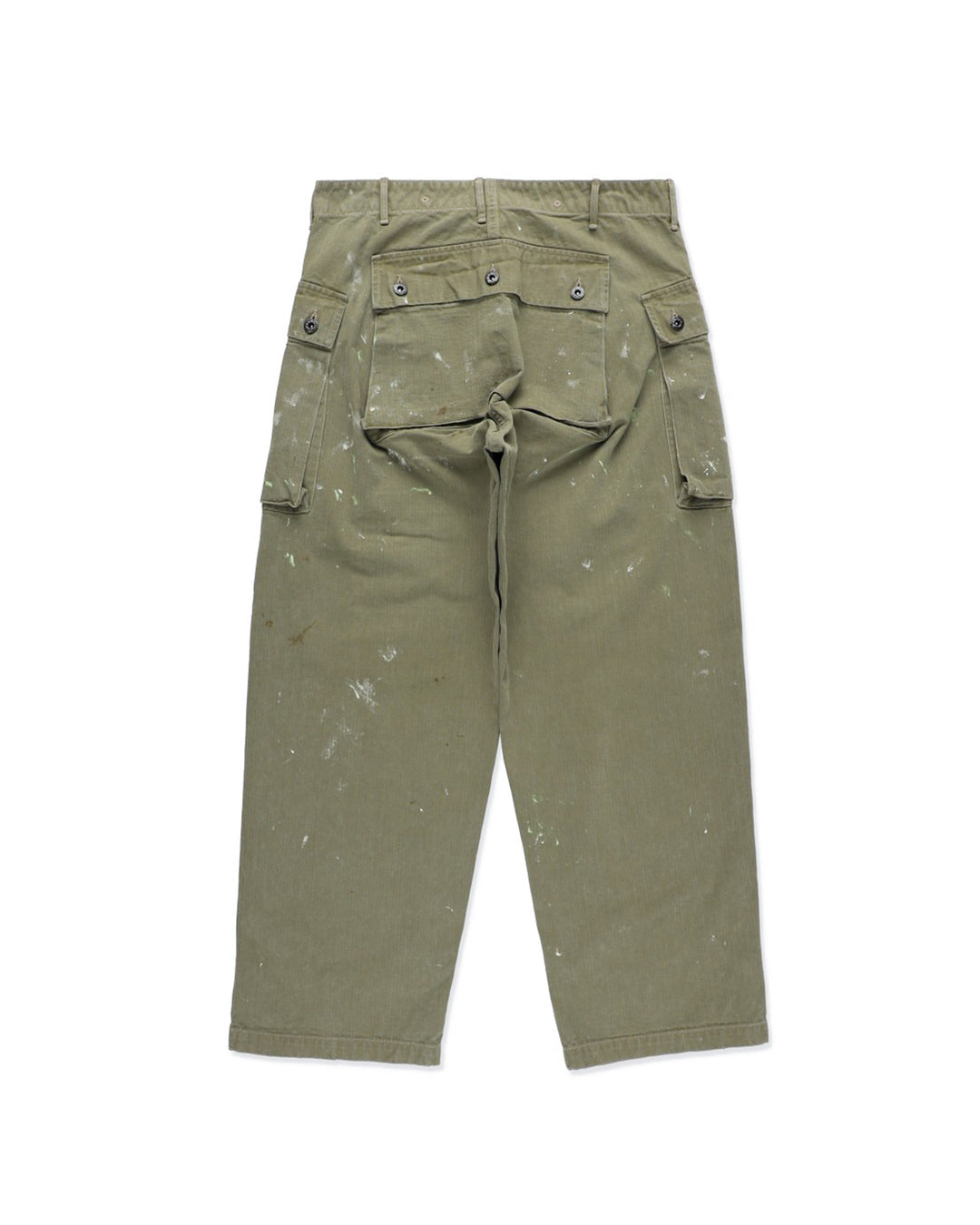 PAINT STAINED USMC P-44 HBT TROUSERS - PAINT STAINED OD